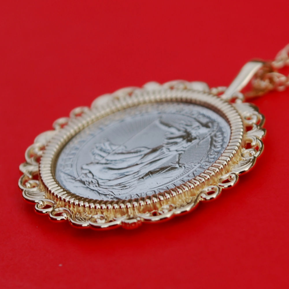 2018 Great Britain 1/10 oz Platinum Britannia BU Coin 14K Gold Necklace NEW