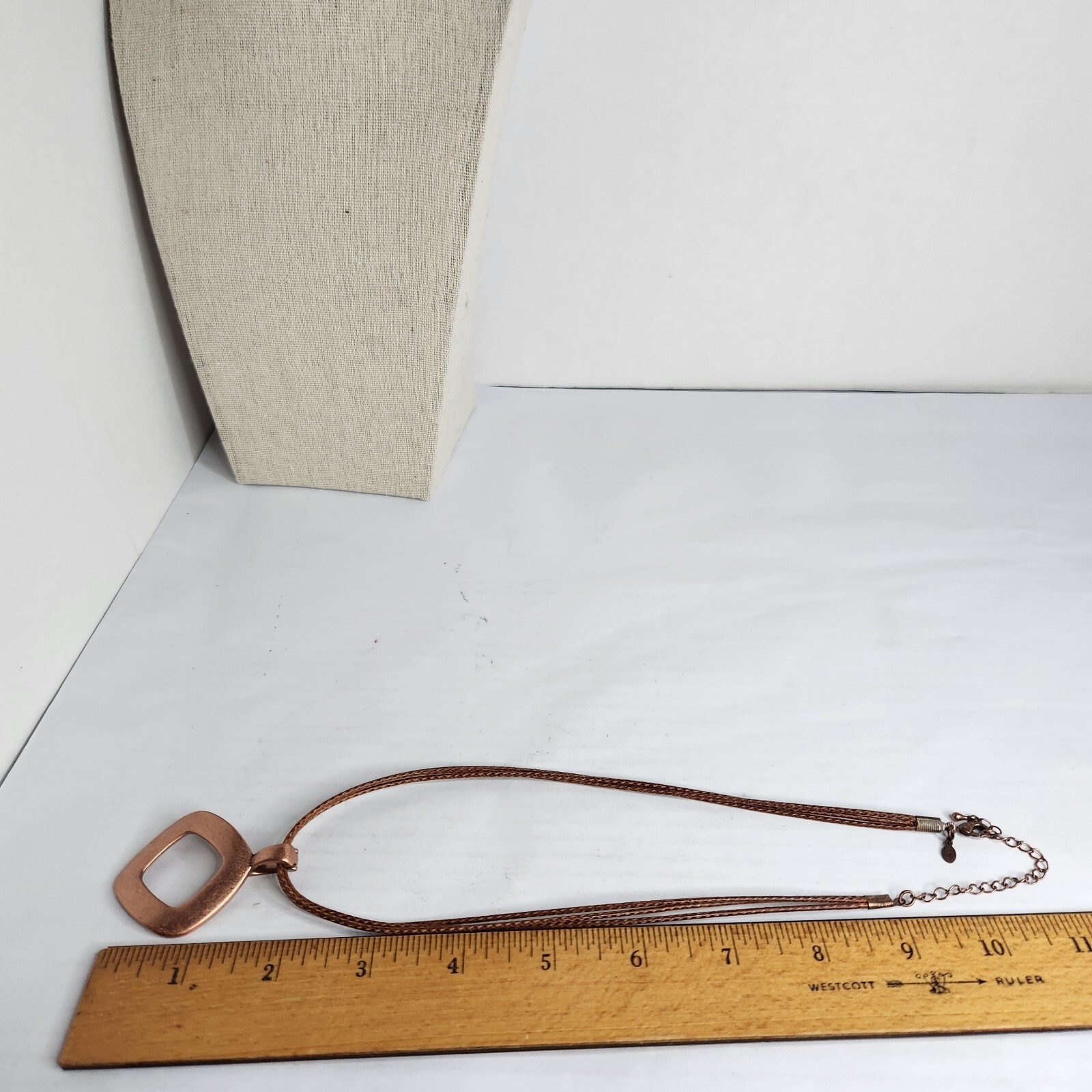 Boho Premier Designs Copper Tone Pendant On 3 Strand Faux Leather Chain