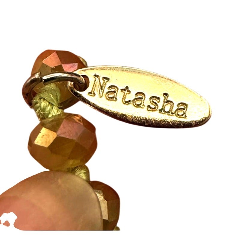 Natasha Green and Orange Bi-color Faceted Crystal Beaded Necklace 36″ Extra Long