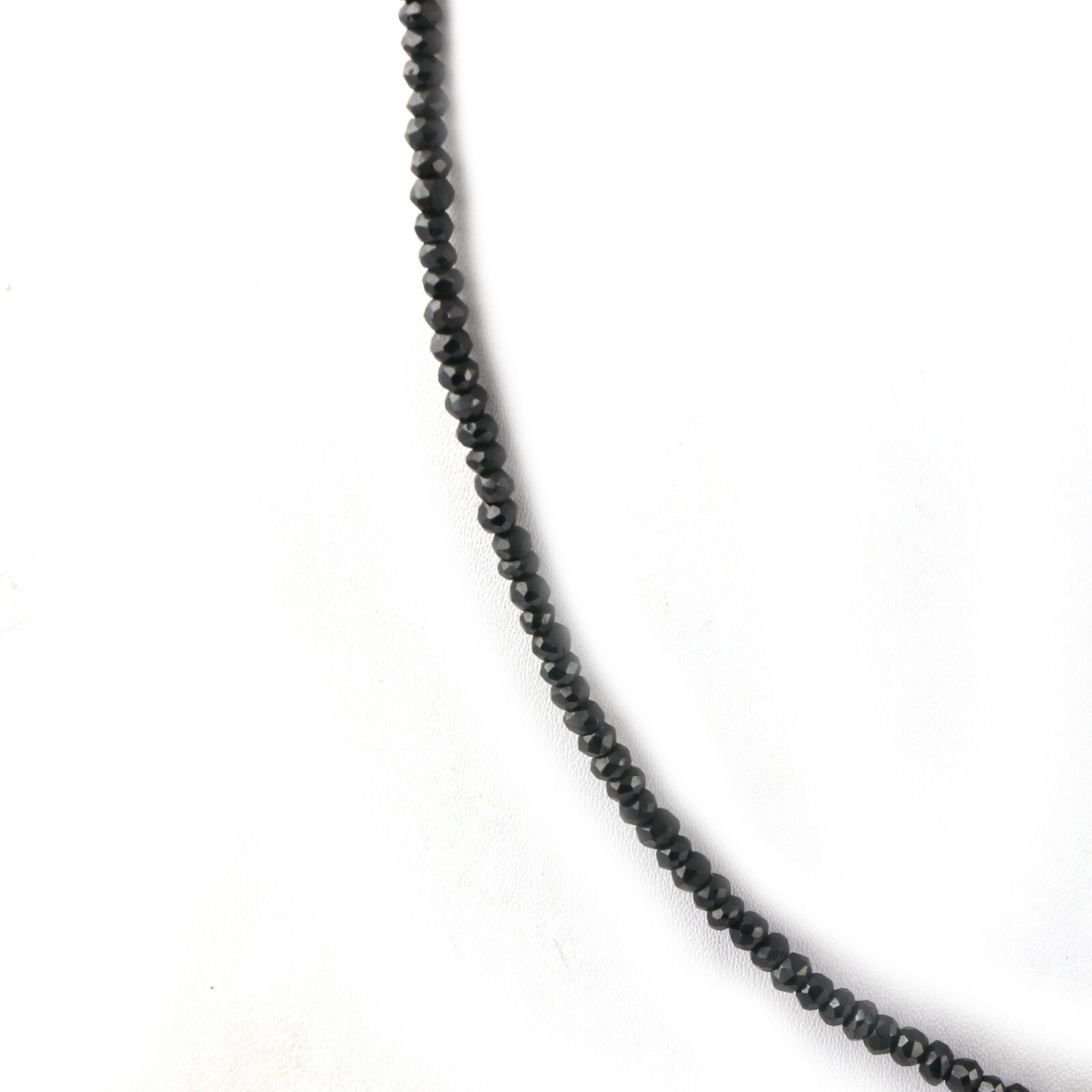 Natural 3mm Black Spinel Rondelle Faceted Beaded Necklace Gemstone Silver Chain