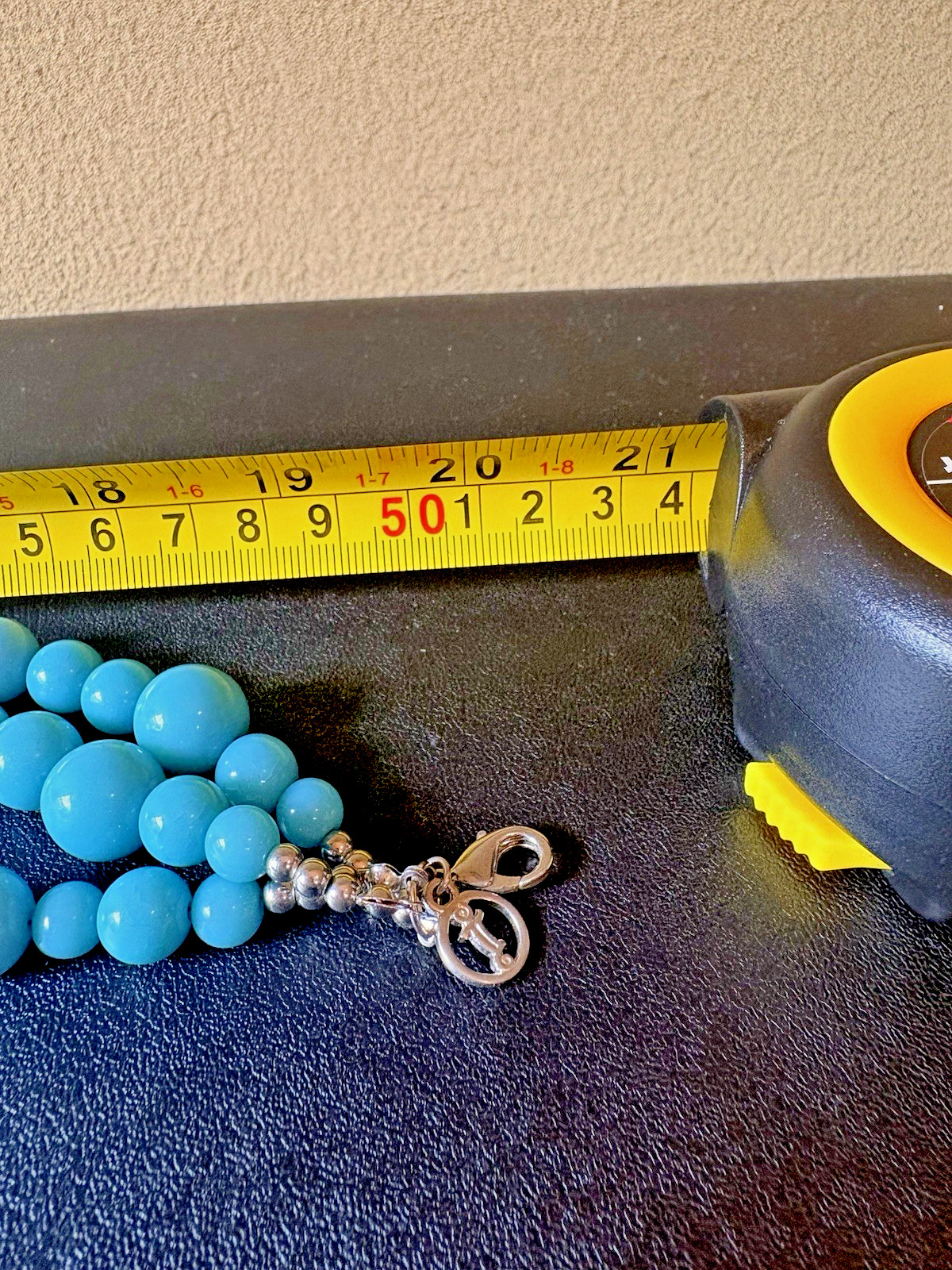 Blue Beaded Multi-Strand Statement Necklace Adjustable Lobster Clasp