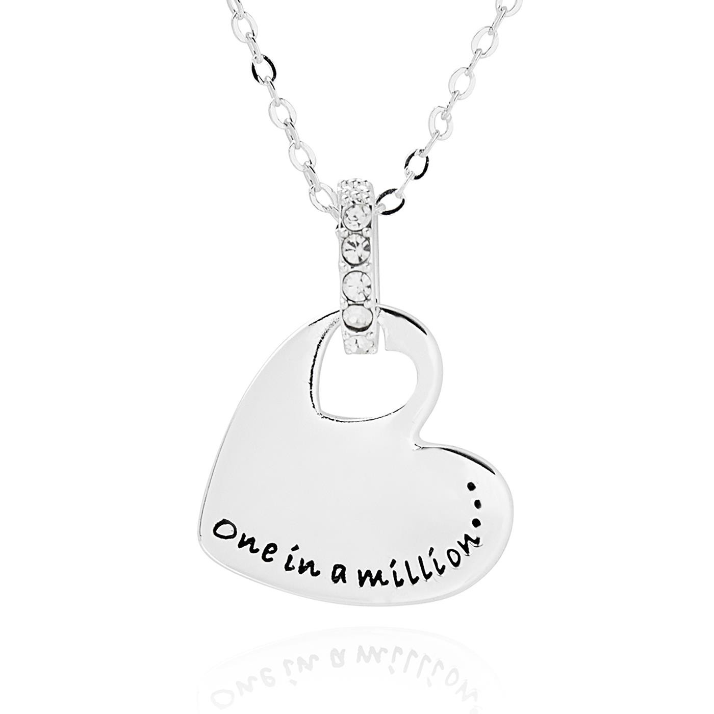 equilibrium Modern Message Heart Pendant Necklace Gift Boxed