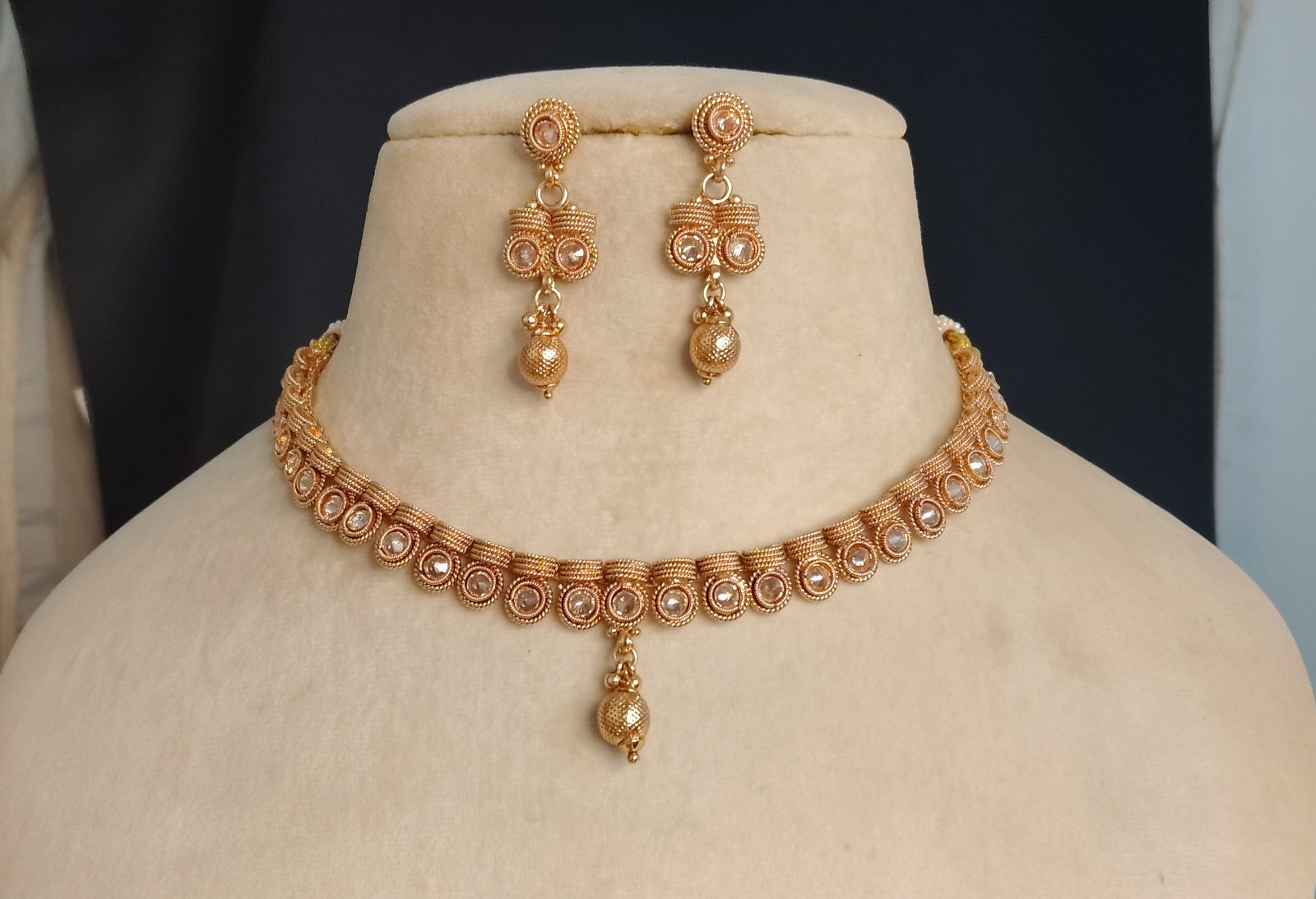 Shumaila Indian Polki Jewelry Necklace Set Roz Jewellers.