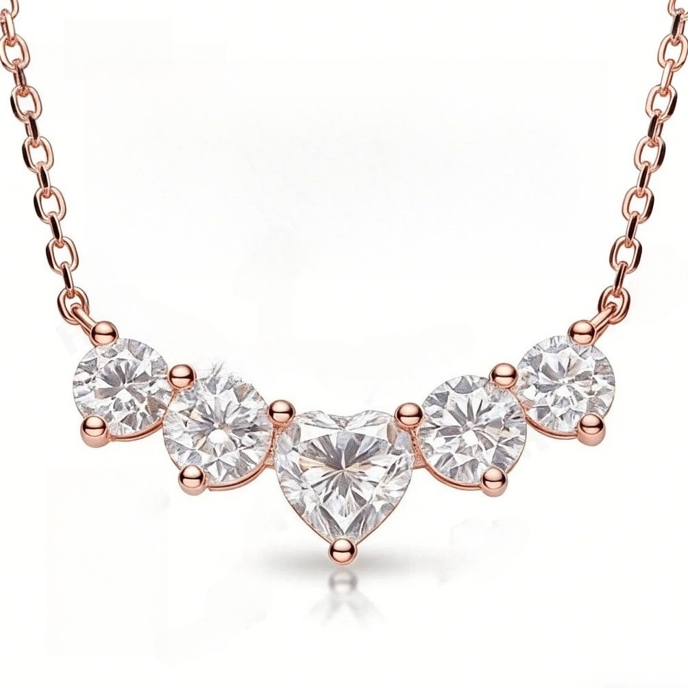 Star Heart Moissanite 925 Silver Necklace D Color VVS1 for Luxury Jewelry Gift