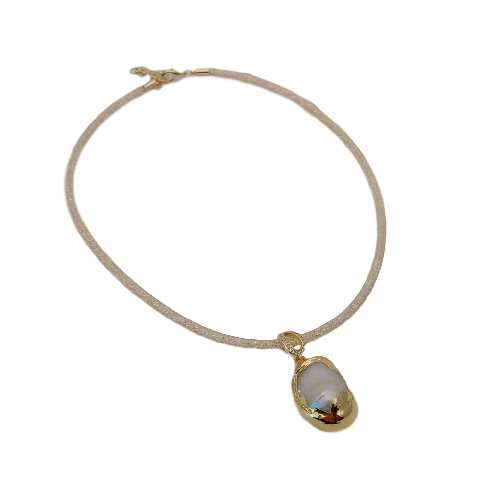 17” 18x26MM White Keshi Pearl Pendant Necklace