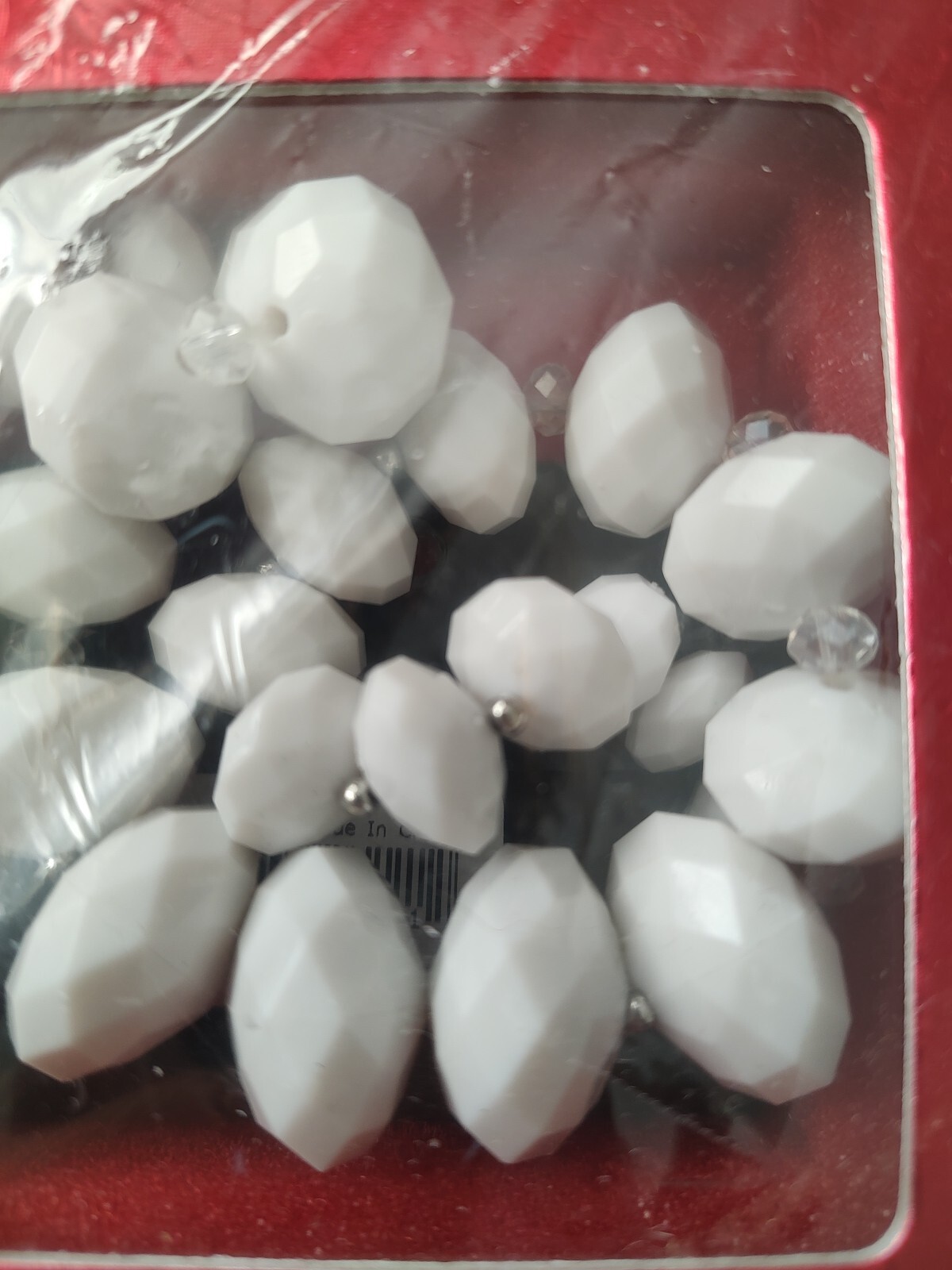 Izaro Faceted Various White Beaded Necklace Chrome Tiny Beads New With Tag Boxed