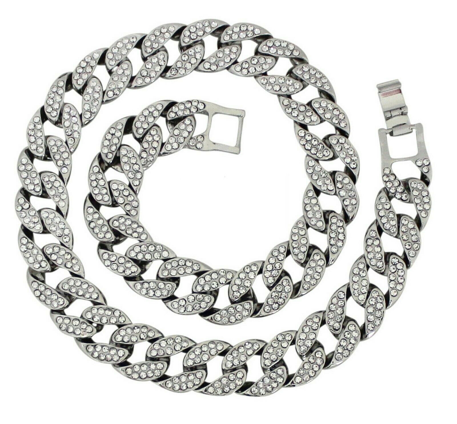 Silver Plated Large Hedgehog Pendant & Cubic Zirconia Iced Cuban Chain Necklace