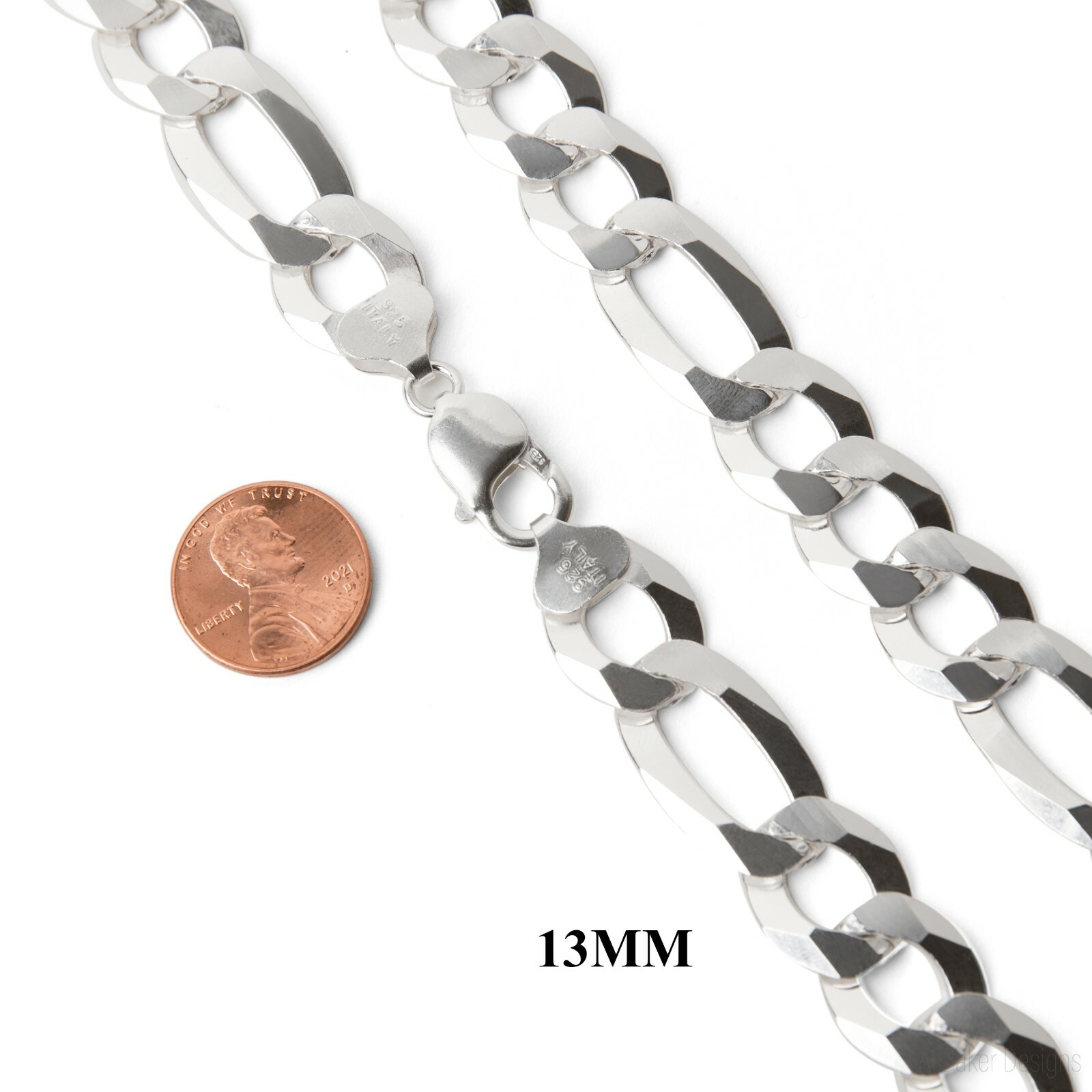 Figaro Sterling Silver Italian Solid Chain Necklace or Bracelet 925 Italy