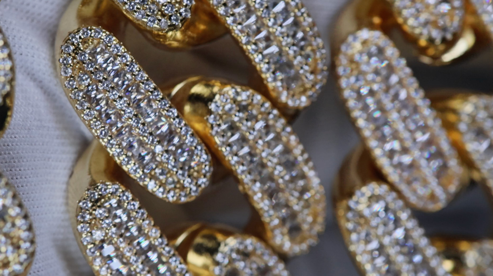 Gold Iced Chain, Gold Cuban Link Chain, Hip Hop Chain, Simulated Diamond Chain