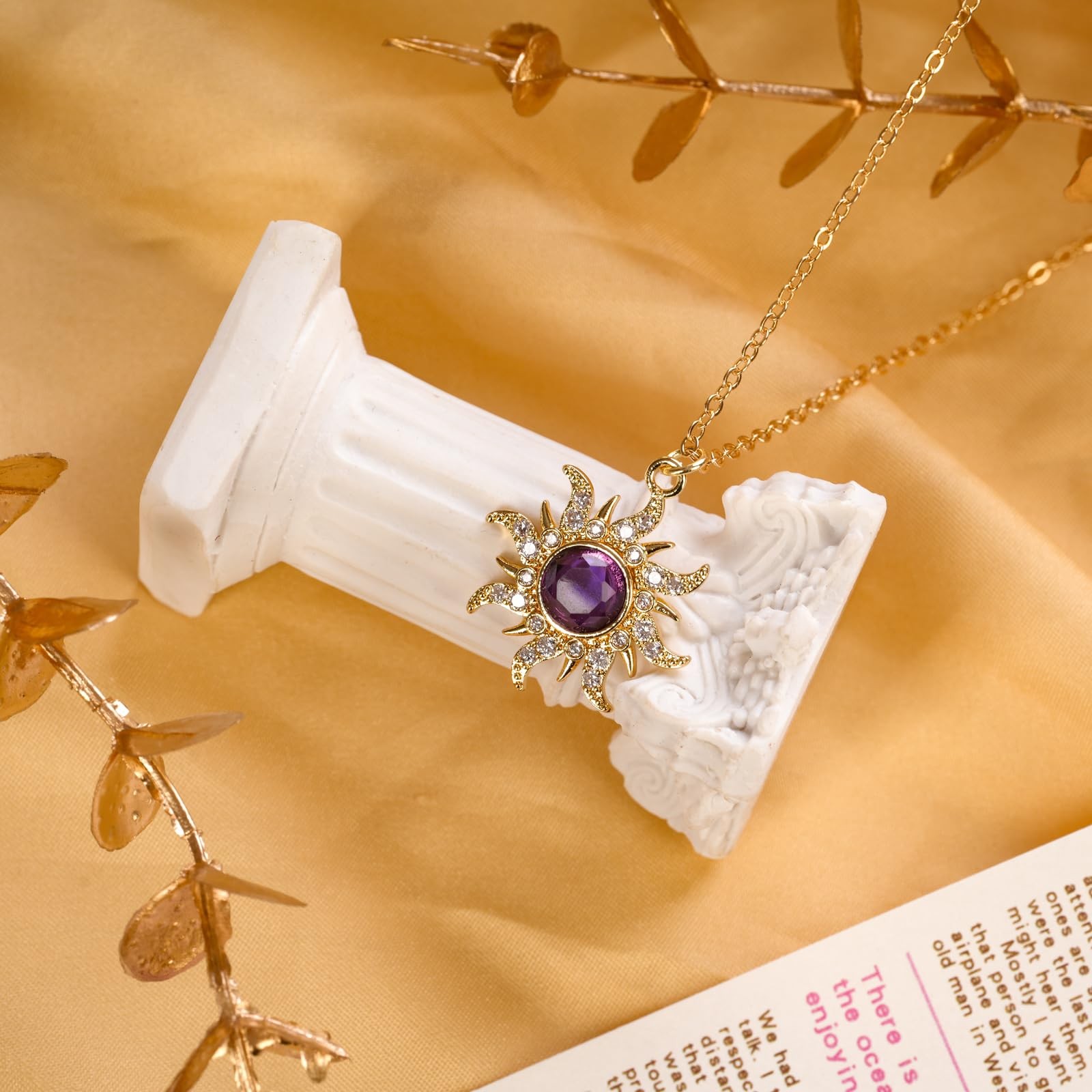 JINSAWW Tangled Rapunzel Necklace Purple Sun Necklace Sun Pendant Necklace Pr…