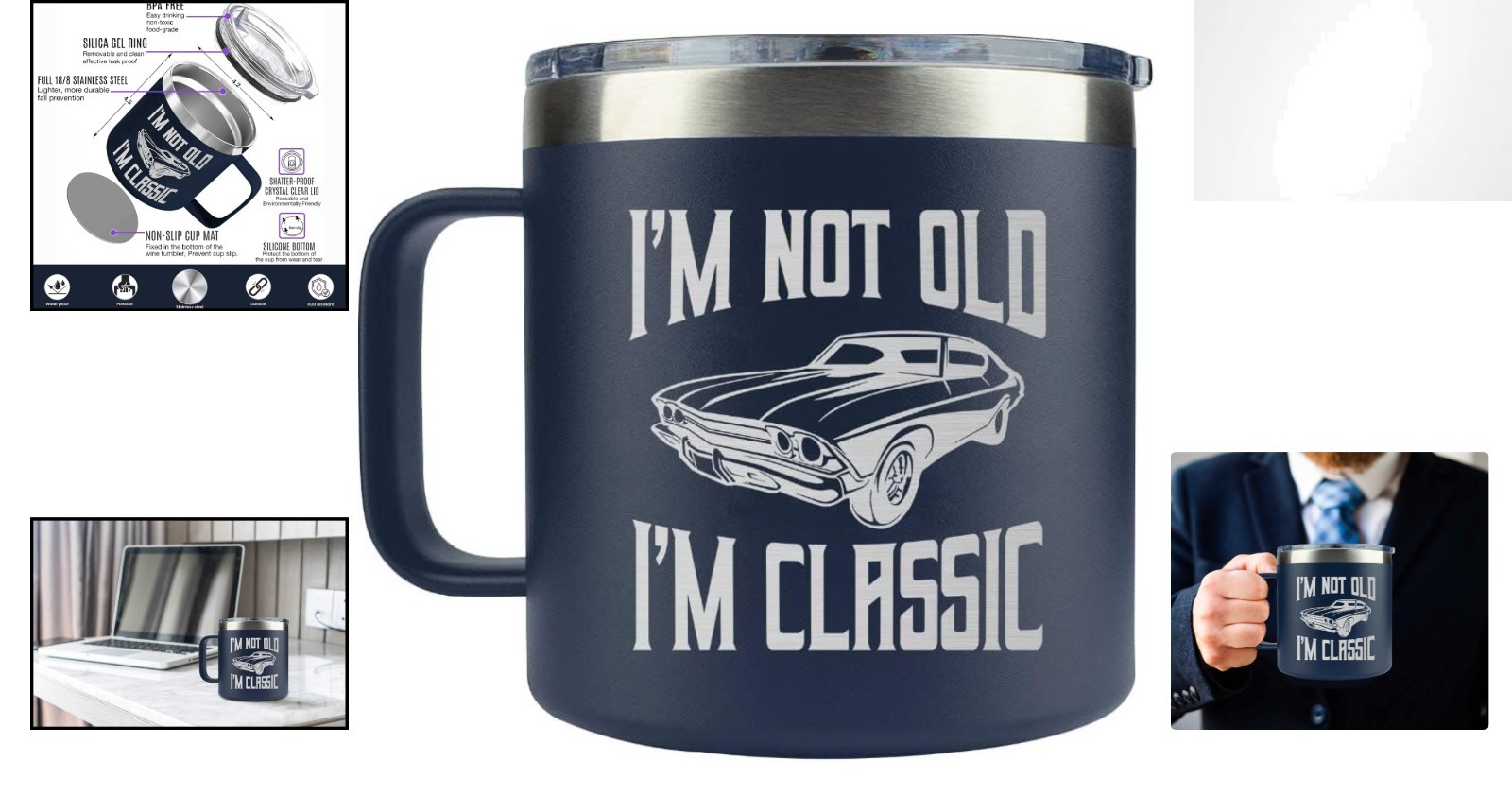 14oz Navy Insulated Mug for Dad – Memorable Gifts for Father’s Day and Christmas