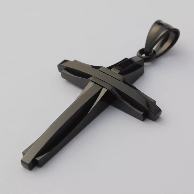 NEW Stainless Steel Silver Jesus Cross Crucifix Pendant Necklace Mens & Womens