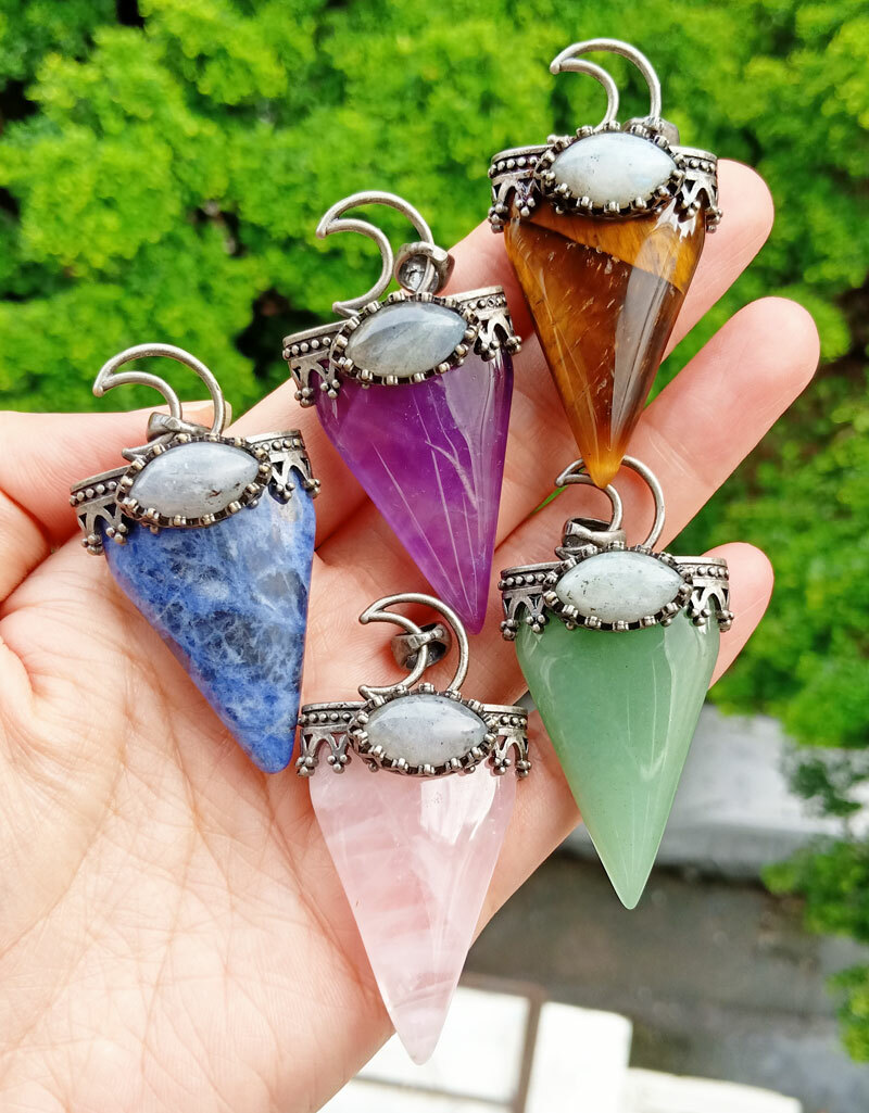 10pcs Amethyst Labradorite vary Stone Pendant Energy Chakra Reiki Healing Amulet