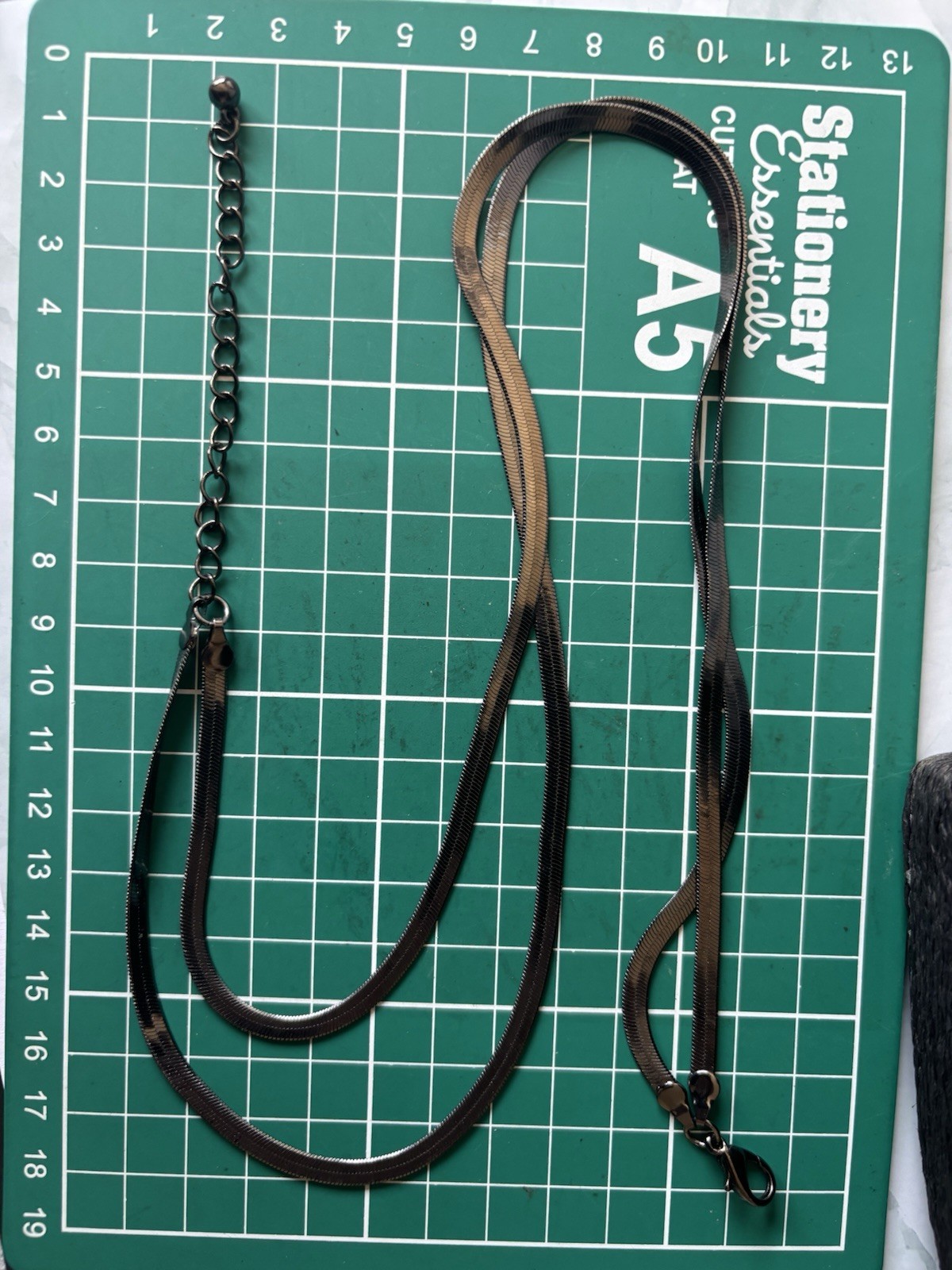 Herringbone Chain Necklace Double Layer Flat Biker Chic Black Grey Gift Trend