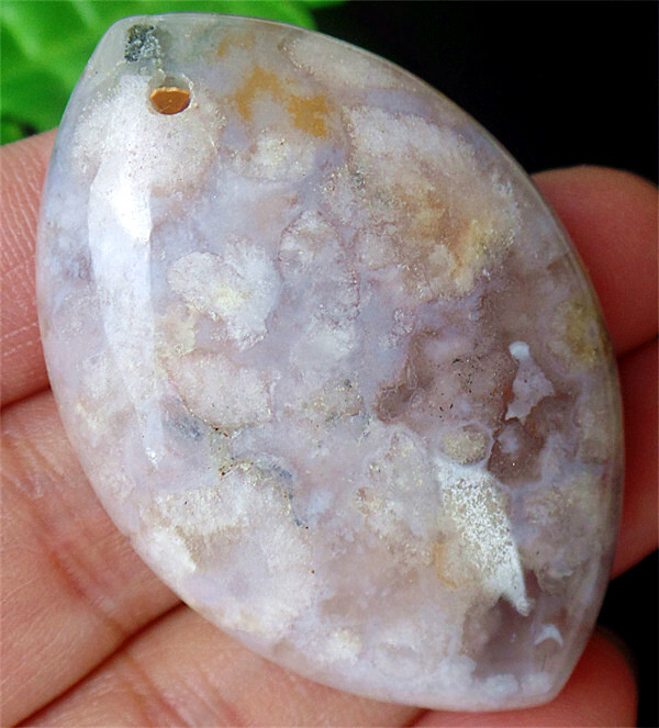 47x31x7mm Natural Cherry Blossom Agate Healing Marquise Pendant Bead ZL4977
