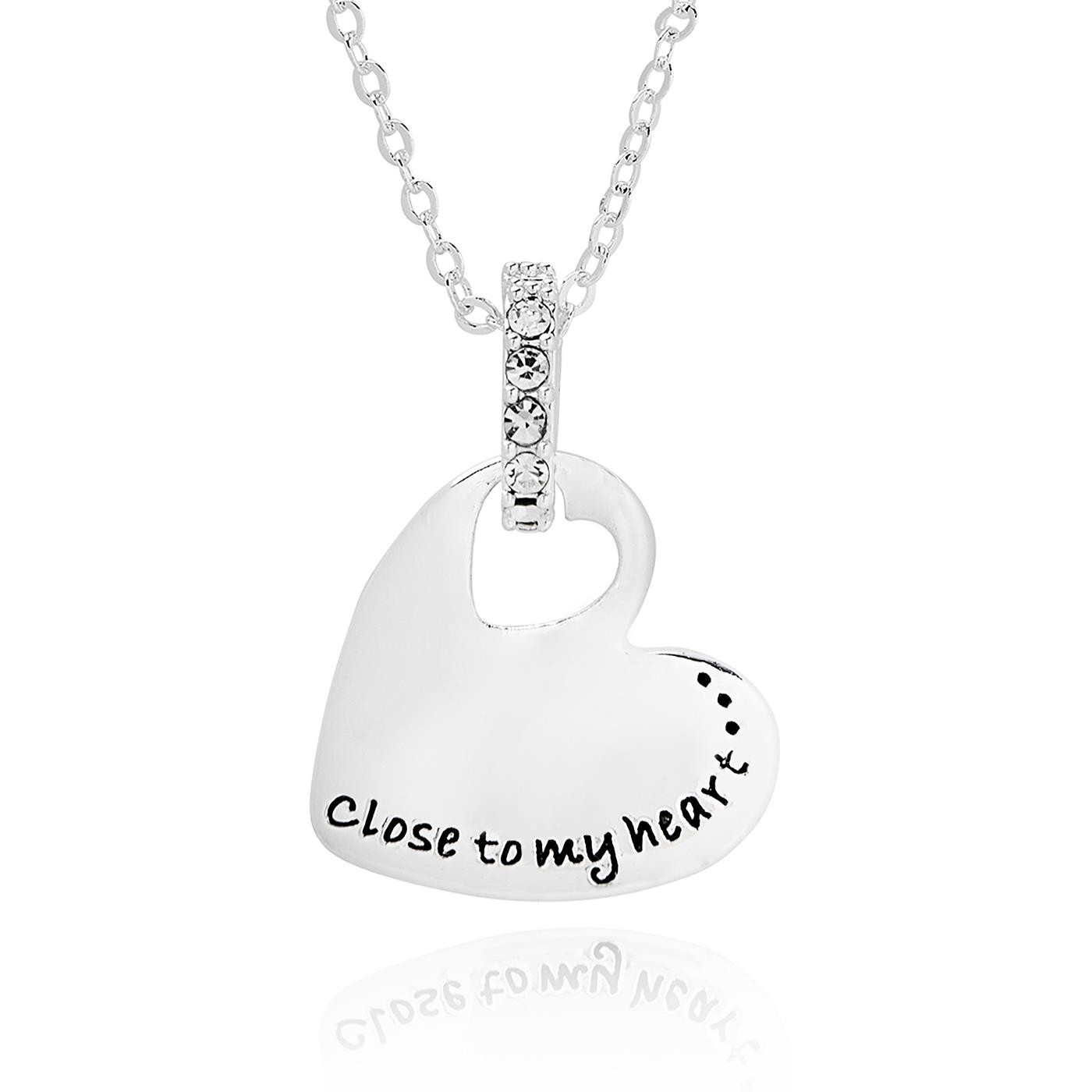 equilibrium Modern Message Heart Pendant Necklace Gift Boxed