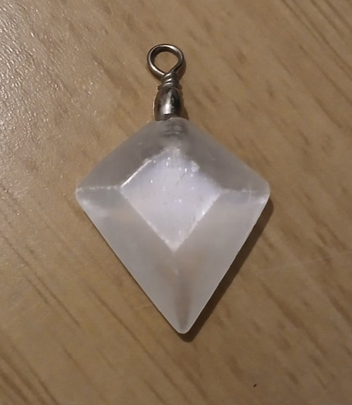 Diamond Shape Pendant Necklace White Opaque Crystal