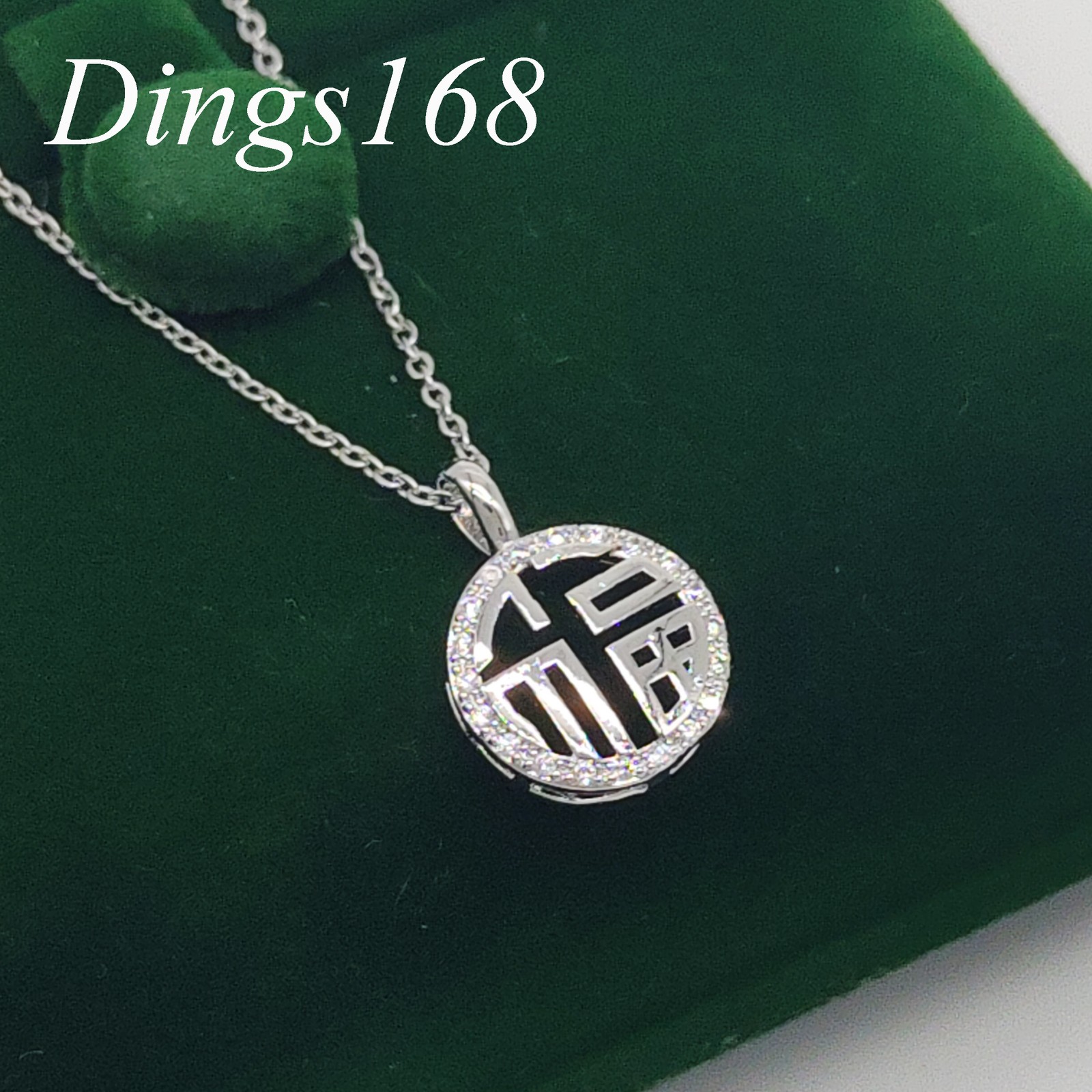 18K White Gold Filled 13mm See-Through Crystal Pendant 1mm Cable Chain Necklace