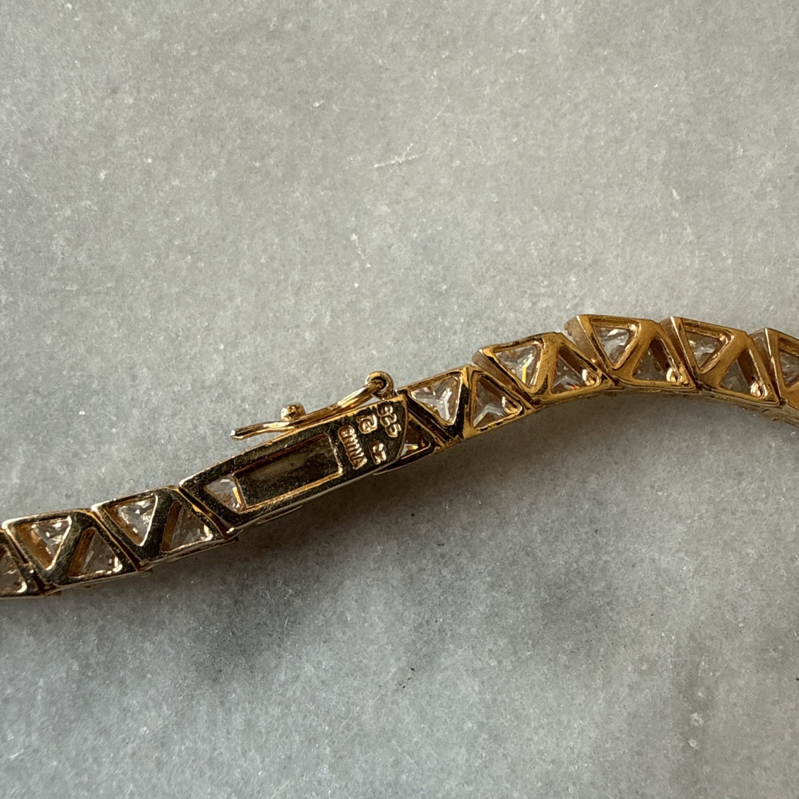Ross Simons Sterling Silver Vermiel Trillion Cut CZ “Tennis” Necklace