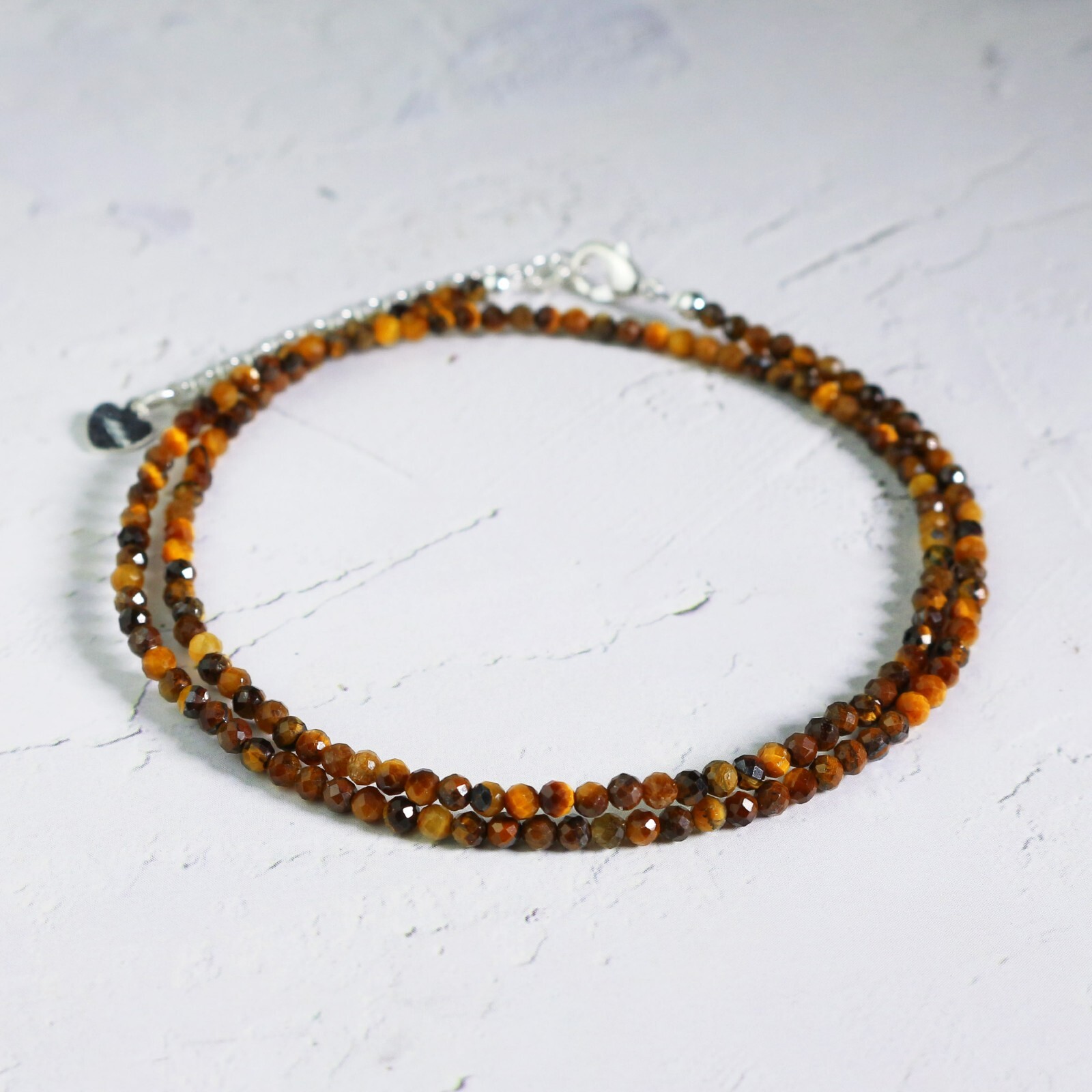 Tiger Eye Choker Delicate Stone Beads Necklace Tiger’s Eye Crystal Dainty Choker