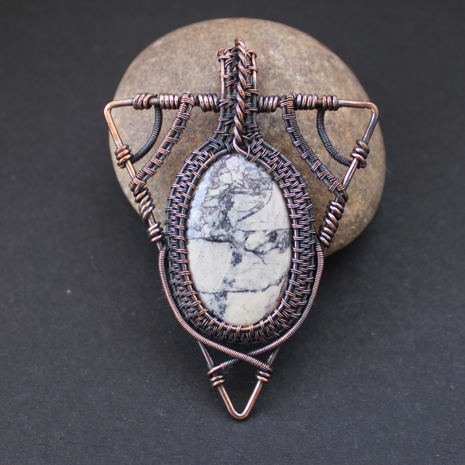 Jasper Handmade Pendant Copper Wire Wrapped Pendant Wire Wrapped Jewelry