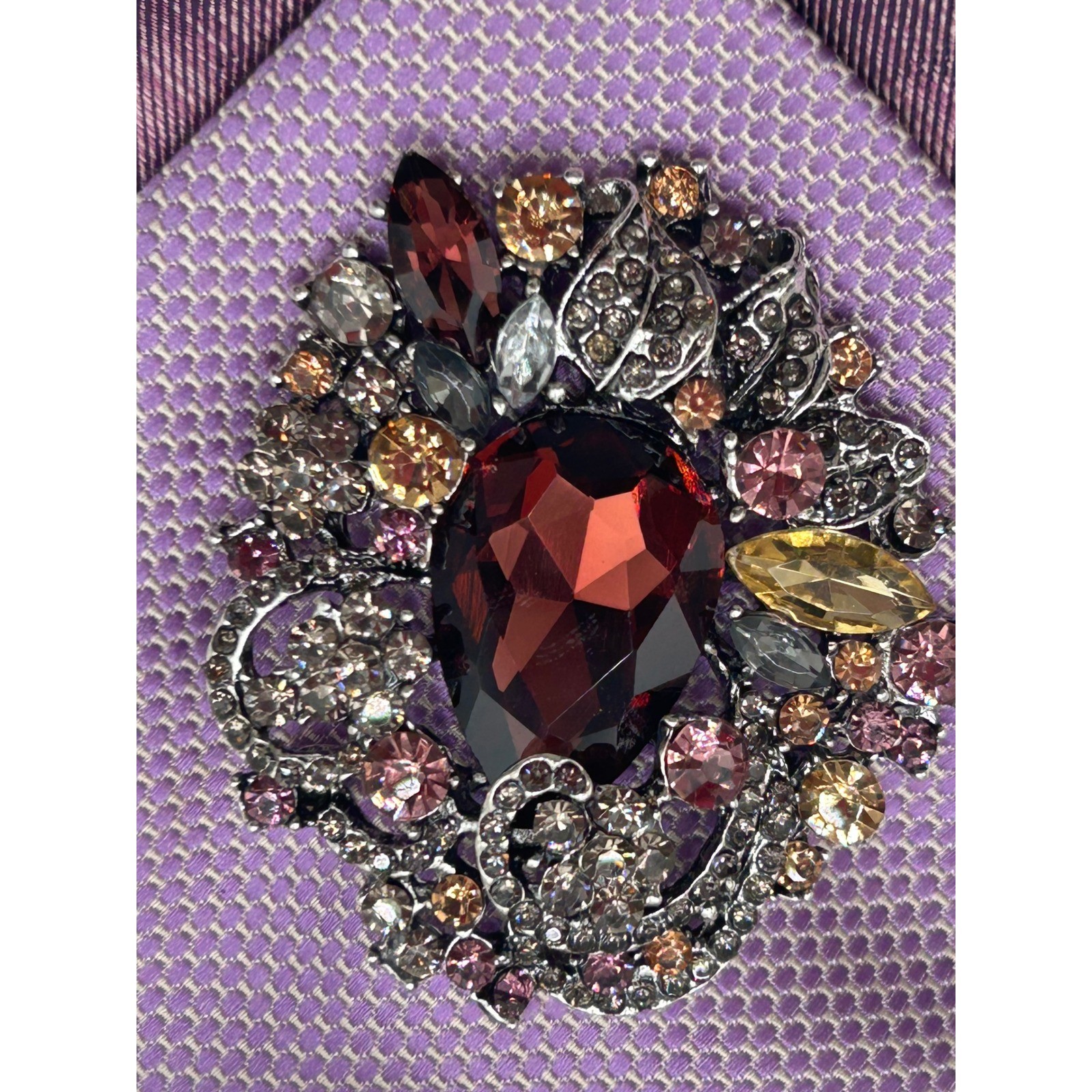 Calvin Klein & Banana Republic Upcycled Silk Tie Combo Rosette Brooch Statement