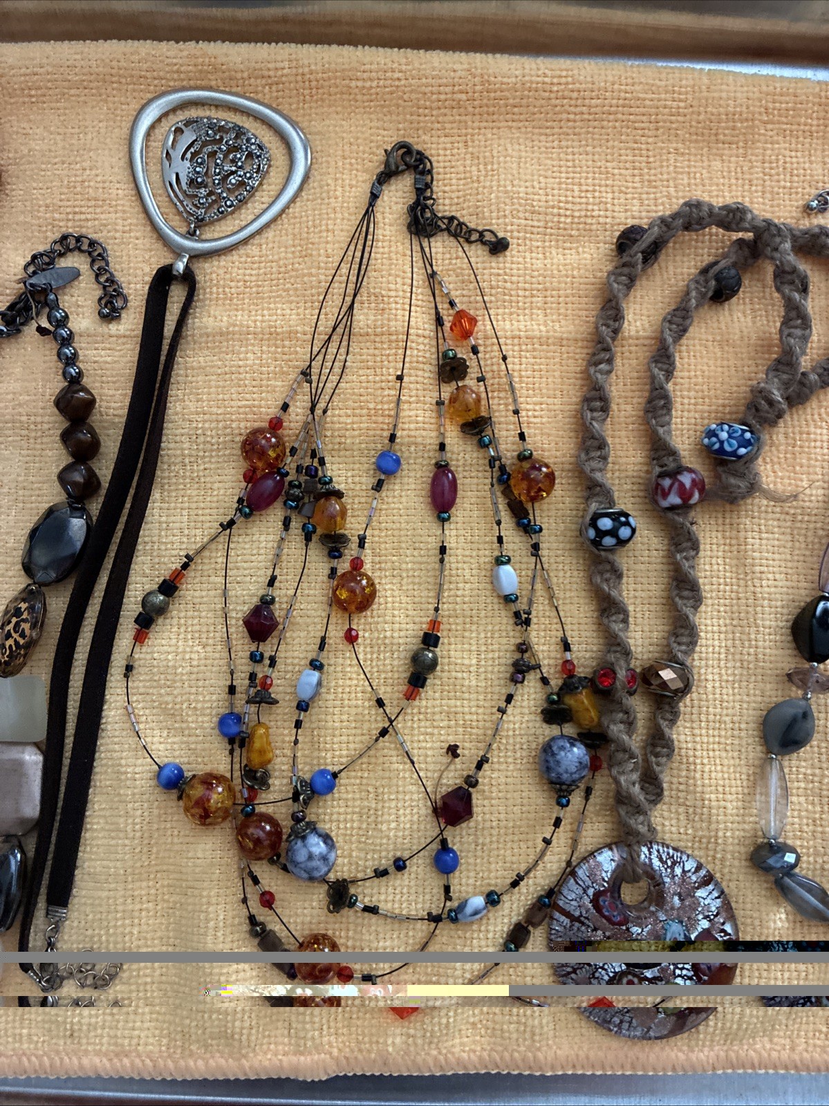 Fashioned Lot of 6 Necklaces. Various Lengths and Styles. Stones Glass Beads