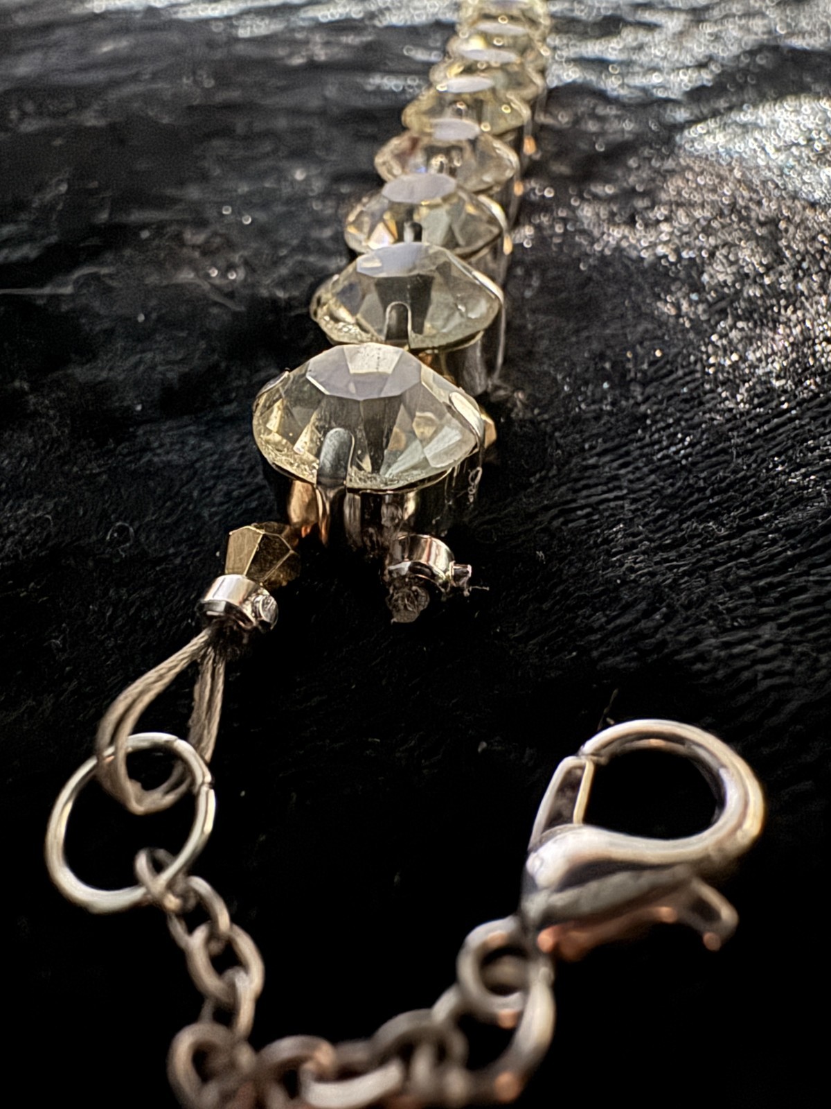 Tennis Necklace Chain White Colorless Rhinestone Silver Gold Round 10 m 24.5 in