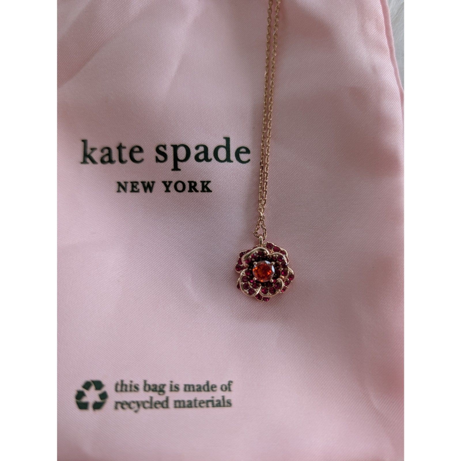 NWT Kate Spade New York Winter Rose Pavé Pendant Necklace