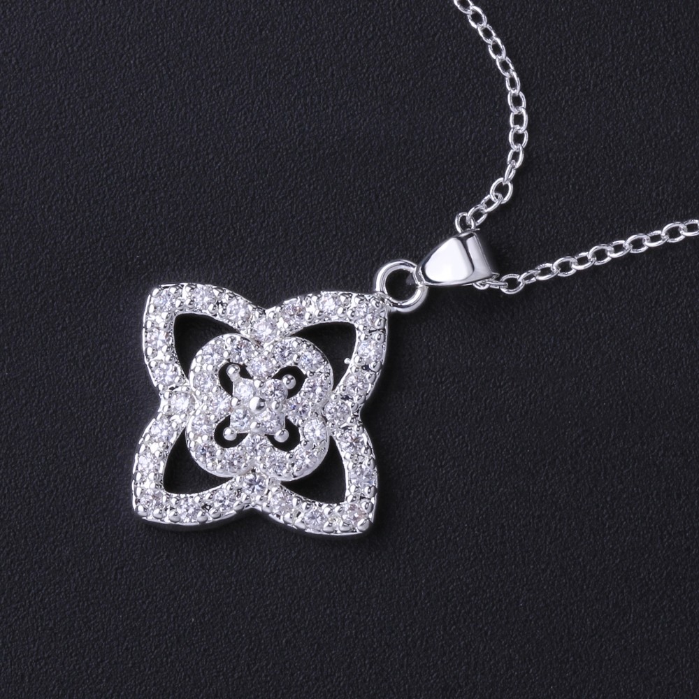 Elegant 925 Sterling Silver Filled SF Flora Cz Pendant Necklace N-A626 Gift