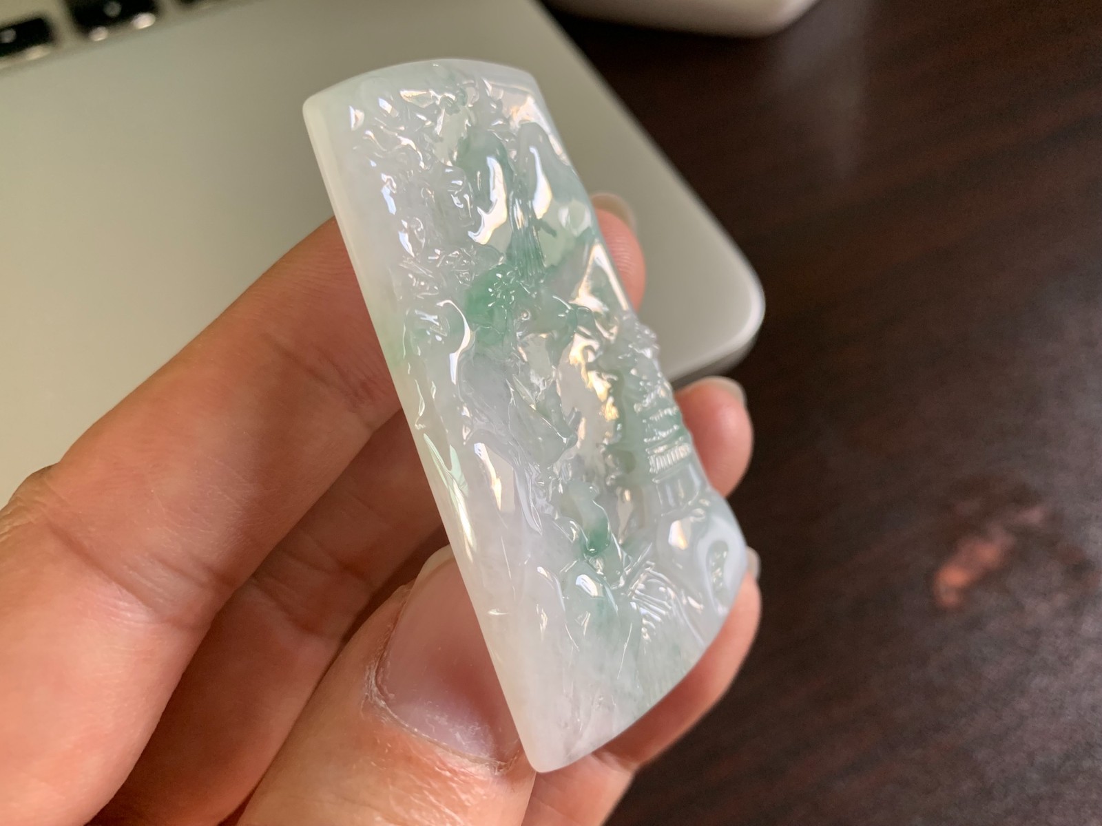 Certified Burmese Natural Green Jade Jadeite Scenery Fengshui Pendant Necklace