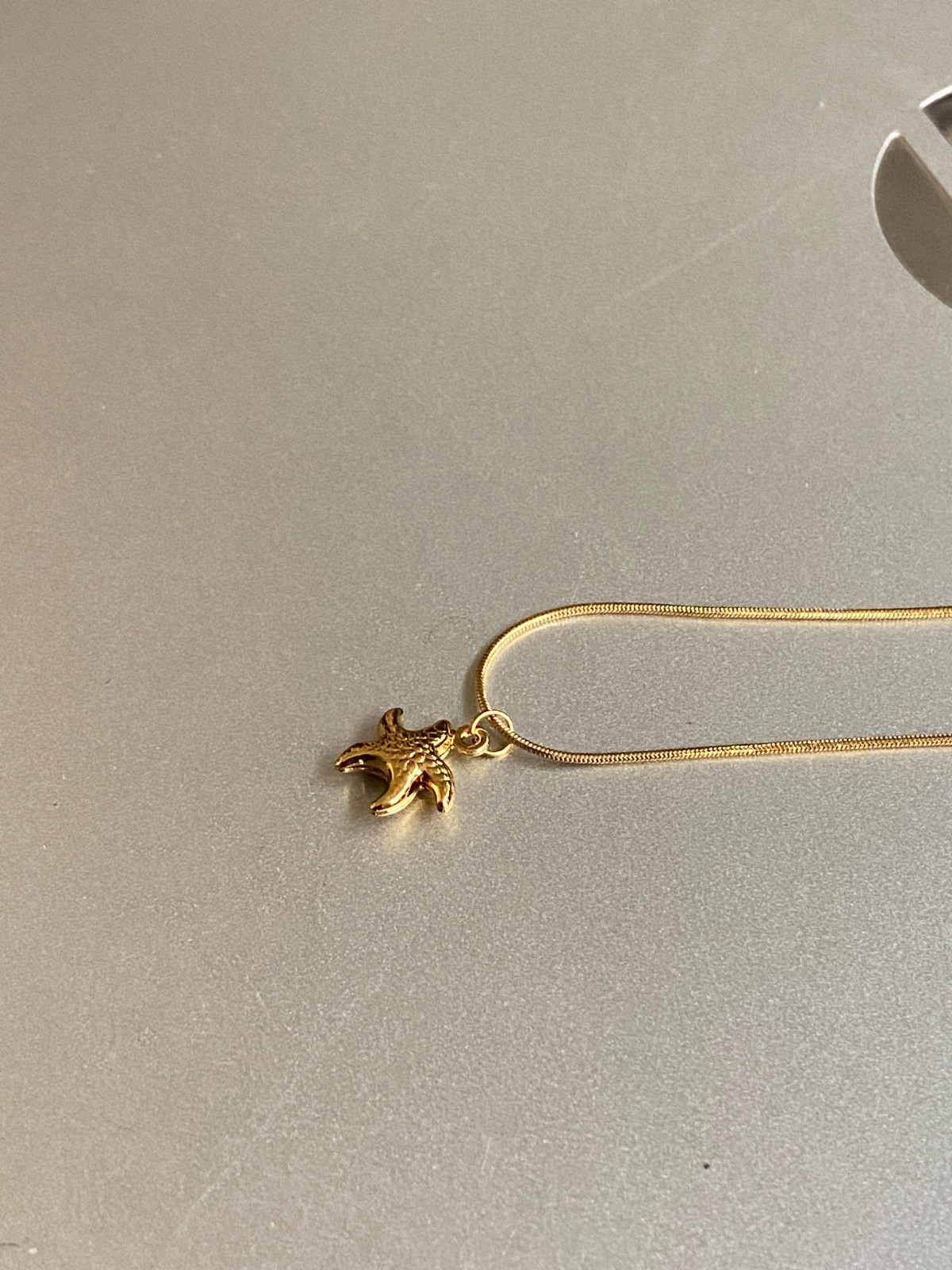Gold Brass Starfish Necklace | Minimalist Sea Starfish Charm Pendant Necklace
