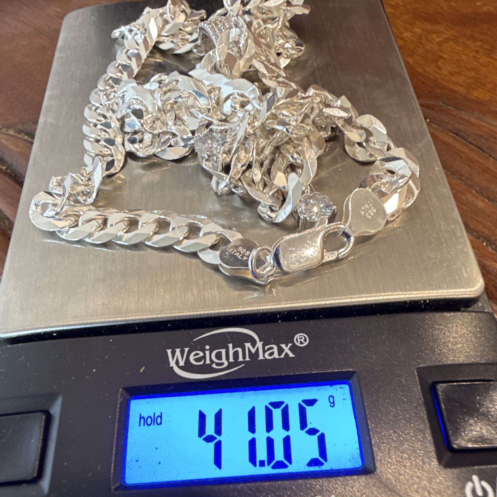 7mm 24in SOLID 925 (41g) Cuban Link Chain w Moissanite Jesus Cross Pendant 4CTW