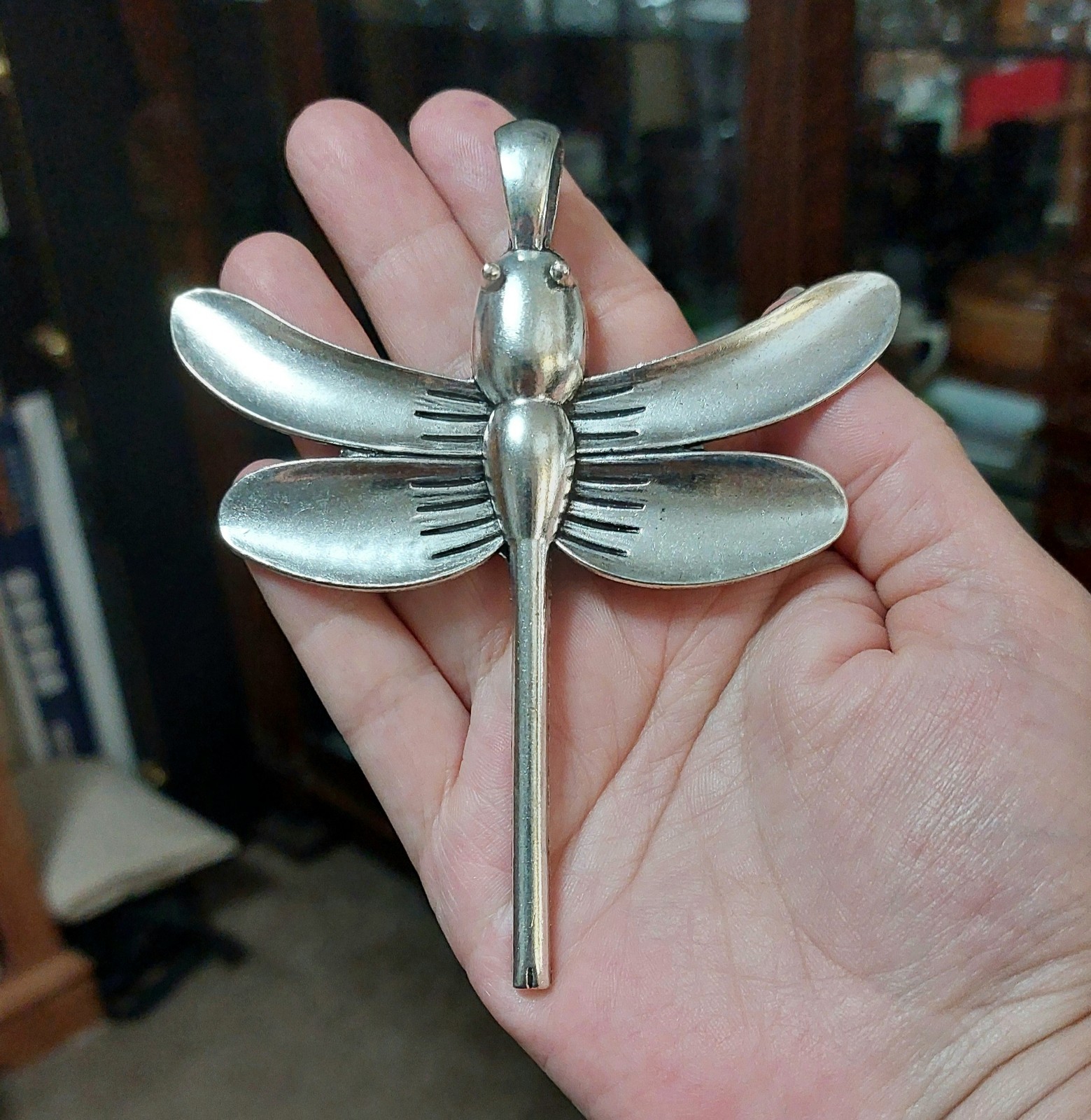 Dragonfly Silver Necklace Pendant – Women’s Jewelry Oversized