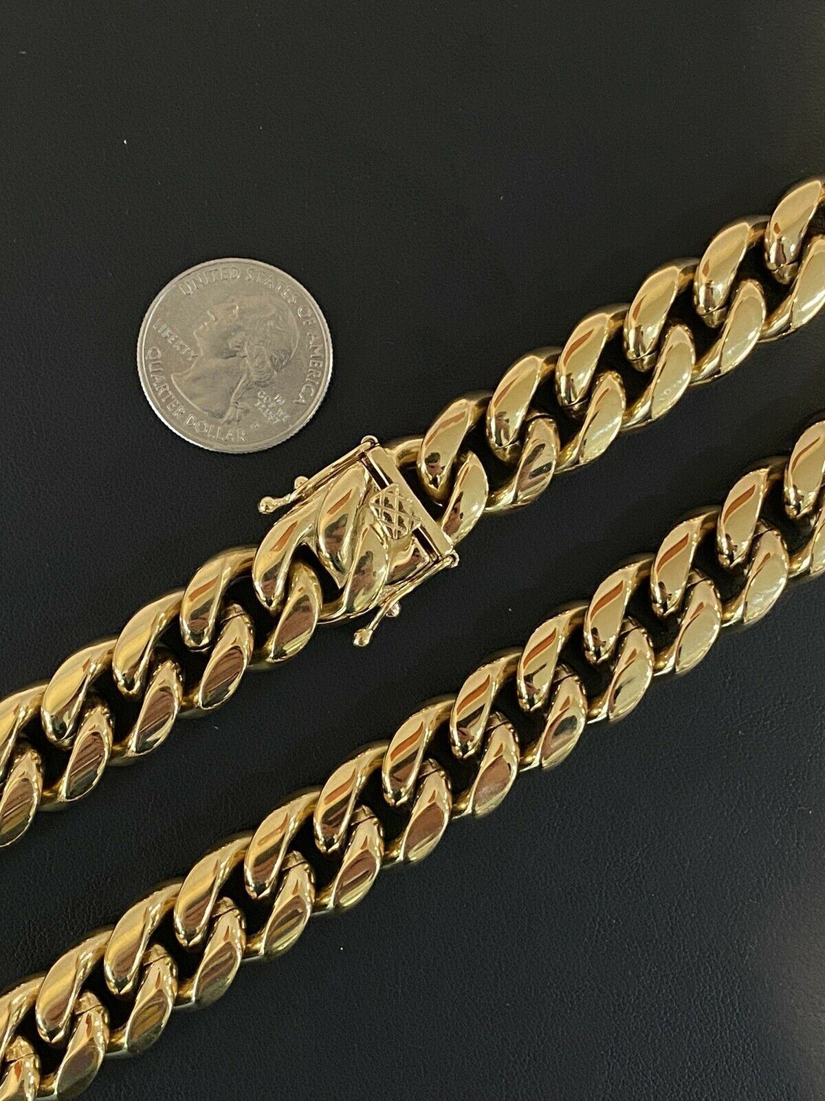 Miami Cuban Link Chain 16mm Box Clasp 14k Gold Plated Stainless Steel 20″ Choker