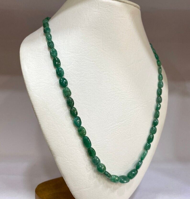 AAA+ Zambian Emerald Smooth Oval Beads, Emerald Oval Beads Necklace, 1 Stand.