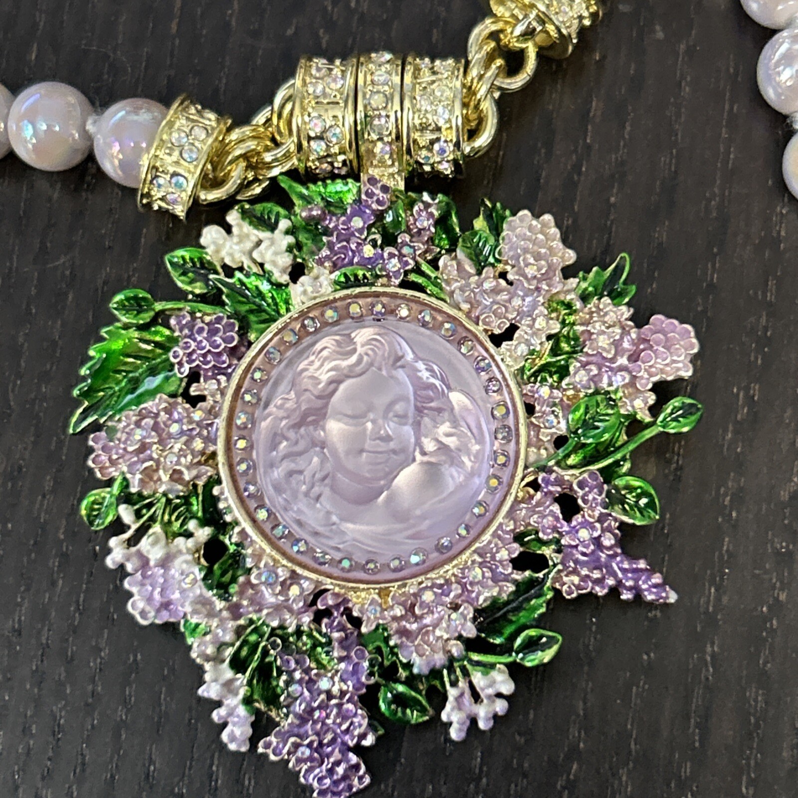 Kirks Folly Dream Angel Magnetic Enhancer & Necklace Moon Glow Beaded Gold/Pink