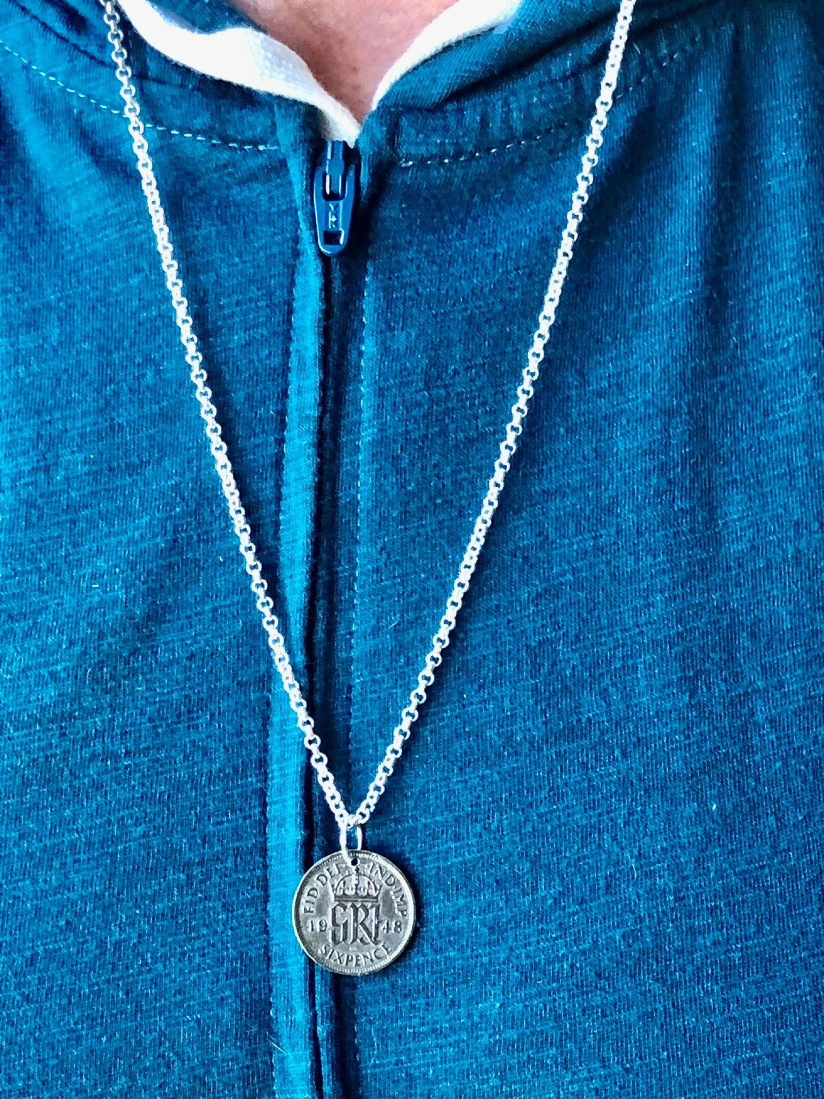 UK 6 Pence Coin Necklace Pendant Sixpence Handmade Jewelry British Currency