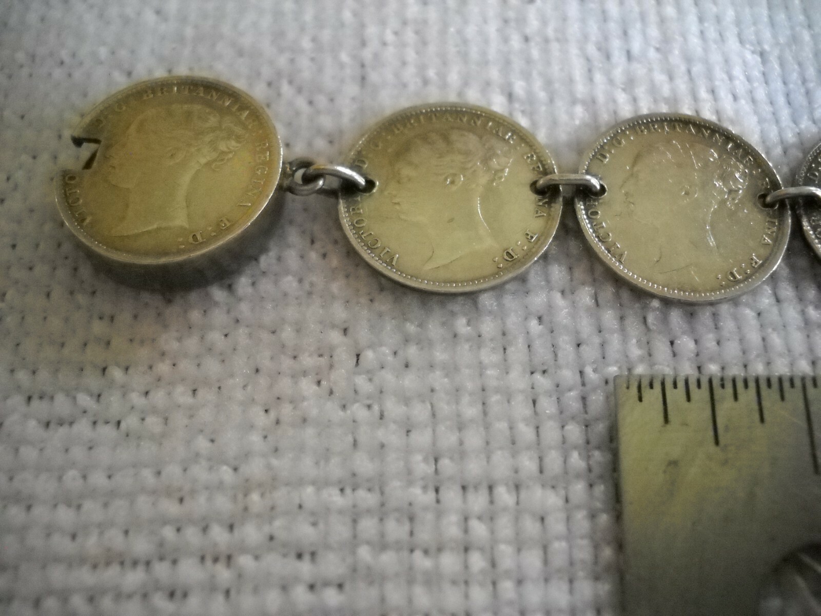 Great Britain Silver 3 Pence Coin Choker 22 coins 15 inch ONE OF A KIND 1880’S