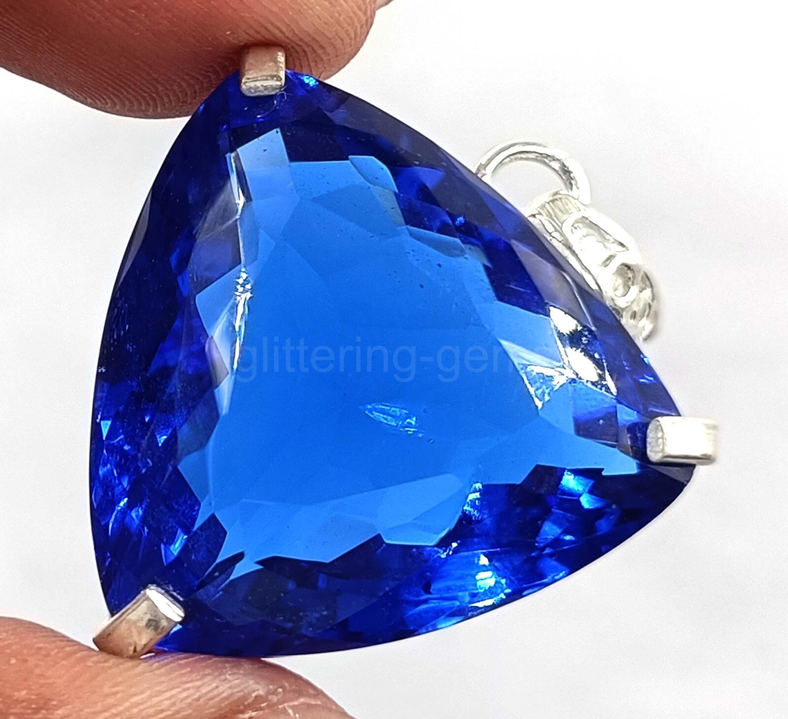 Natural Blue Sapphire 68.75Ct IGL Trillion Cut 925 Solid Pendant IGL Gems 5MSU