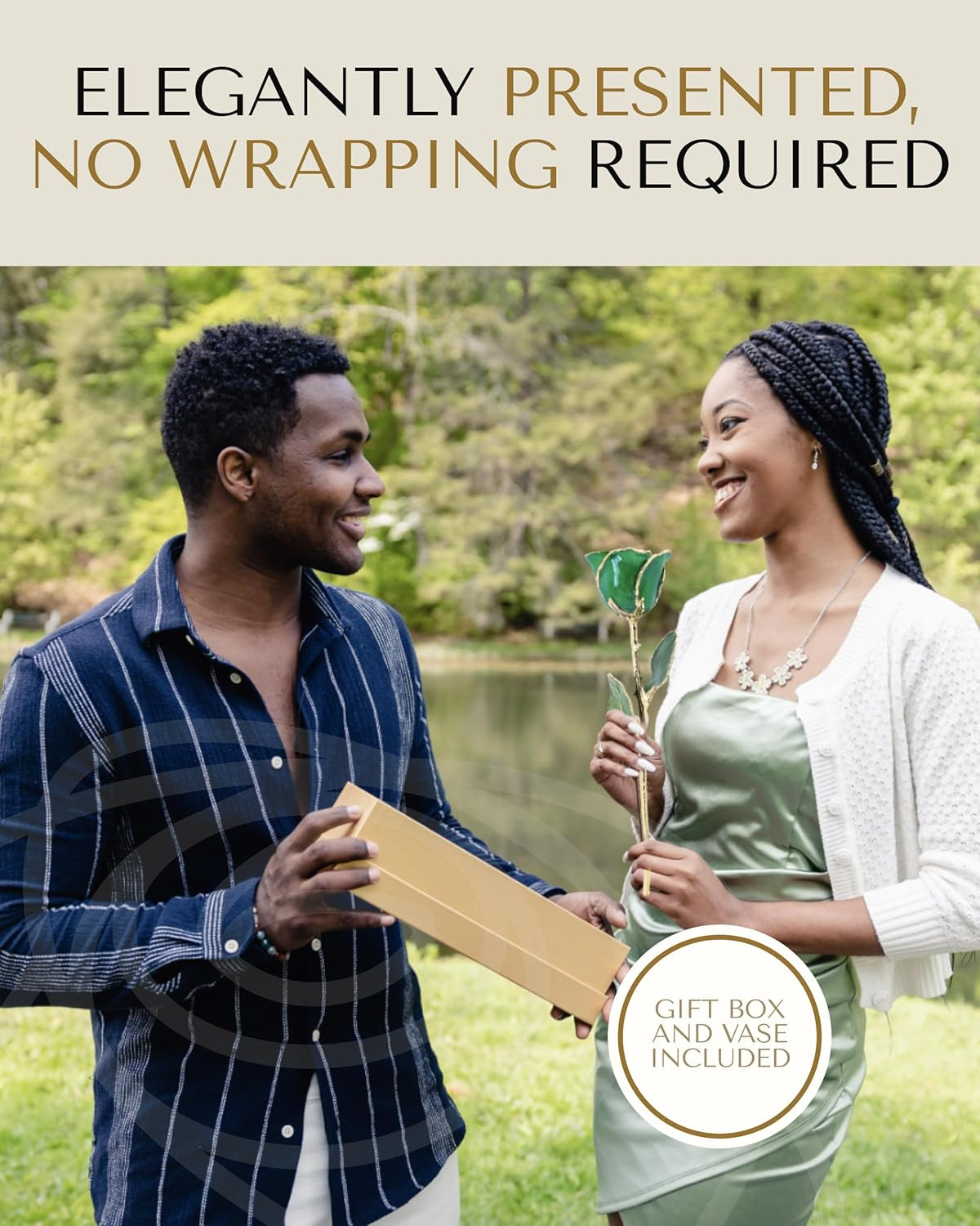 24K Gold-Dipped Rose with Emerald May Birthstone in Luxury Gift Box