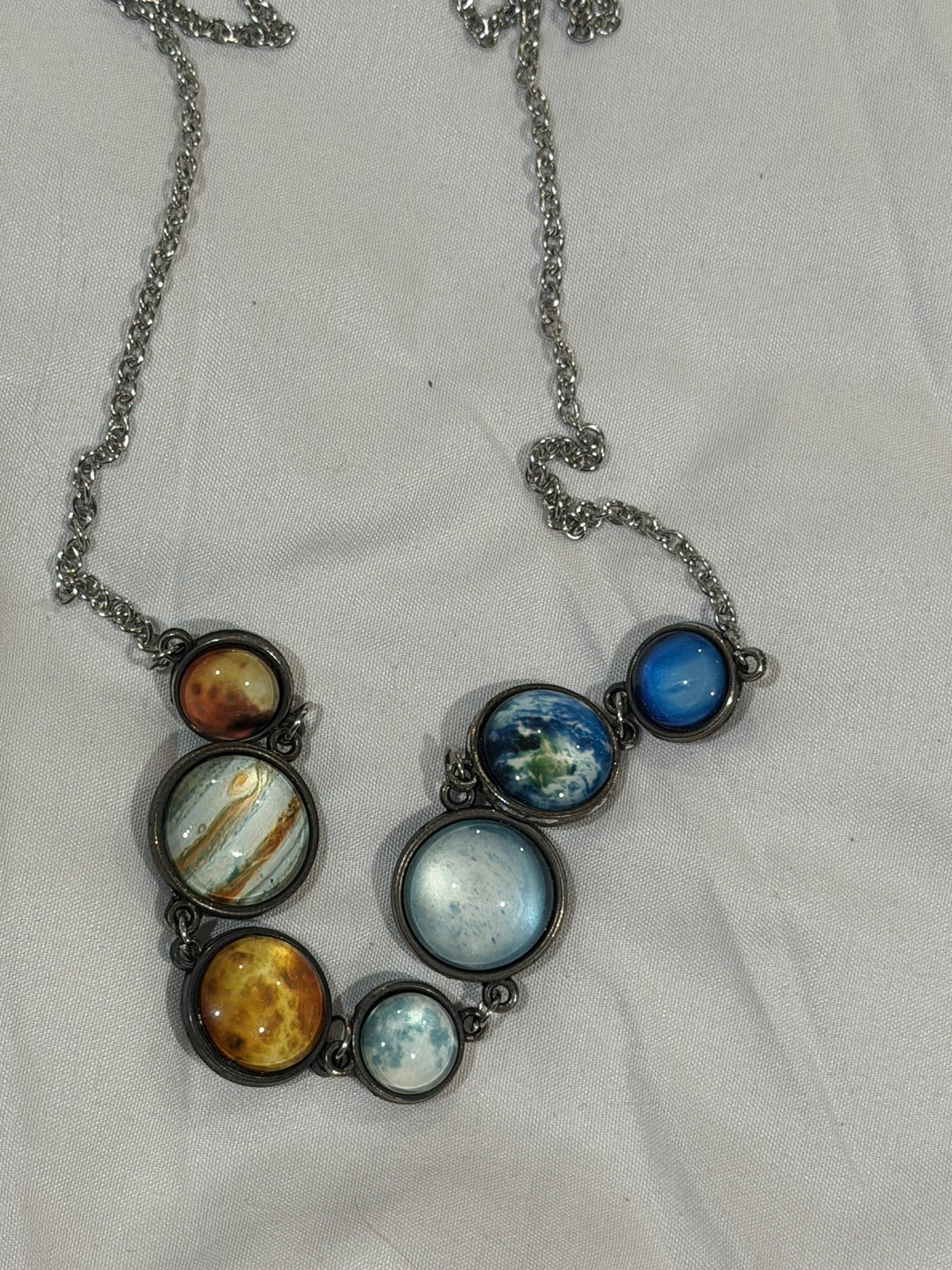 Vintage planet, solar system, galaxy, necklace
