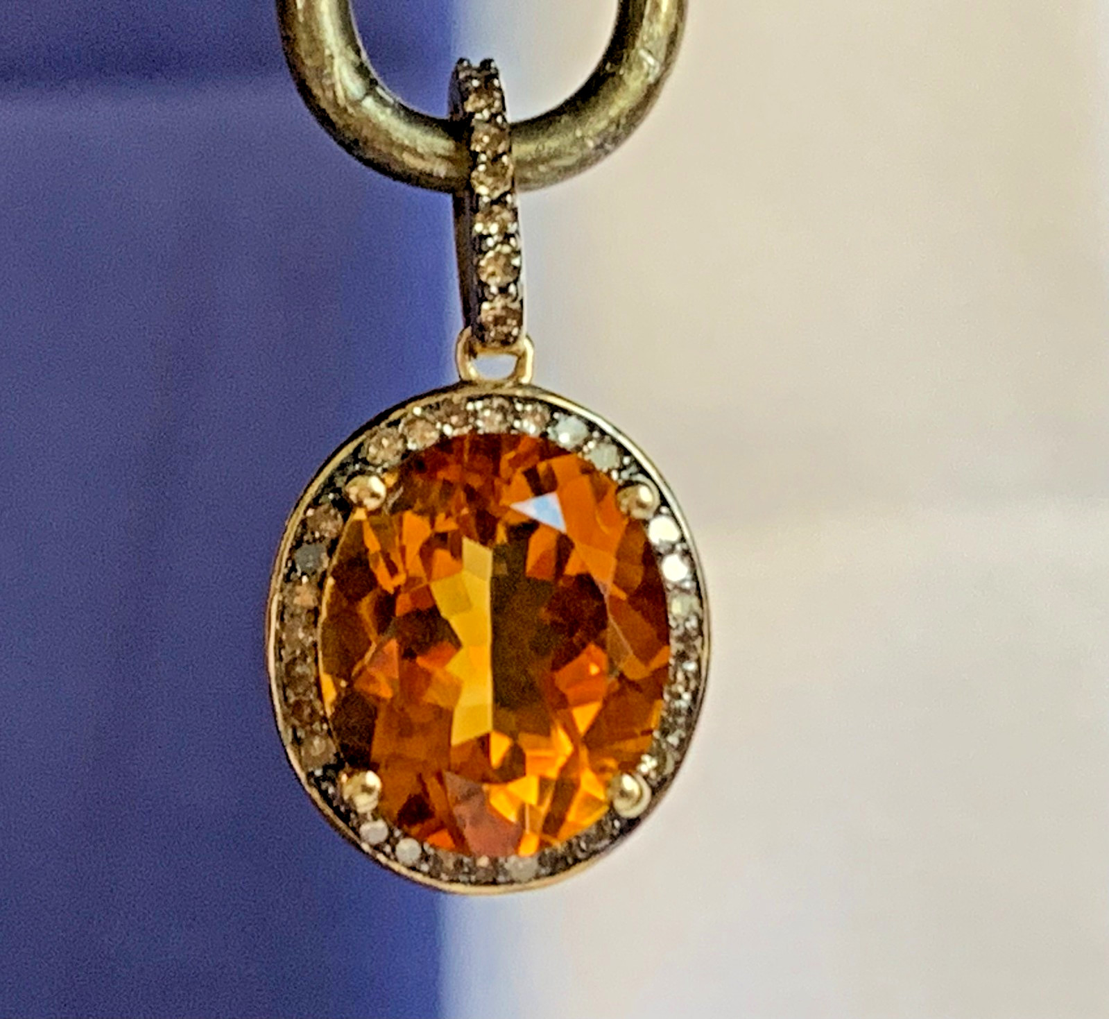 10K Yellow Gold Pendant 2.33g Fine Jewelry Citrine Color & Clear Charm *READ*