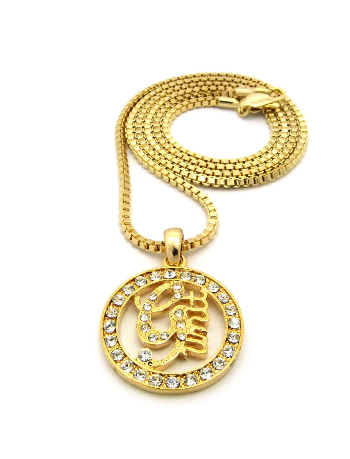 Iced Gold Mini G Unit Round Pendant w/ 24″ Box Chain Hip Hop fashion Necklace