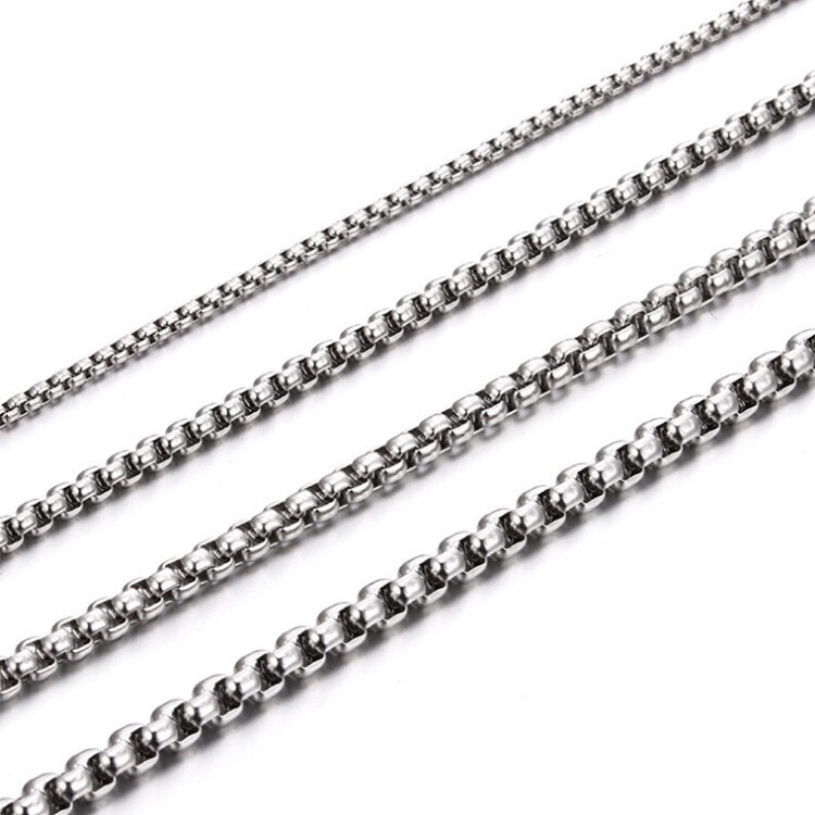 Round Box Chain Stainless Steel Necklace Silver Men Women 16″-32″ Deziloo