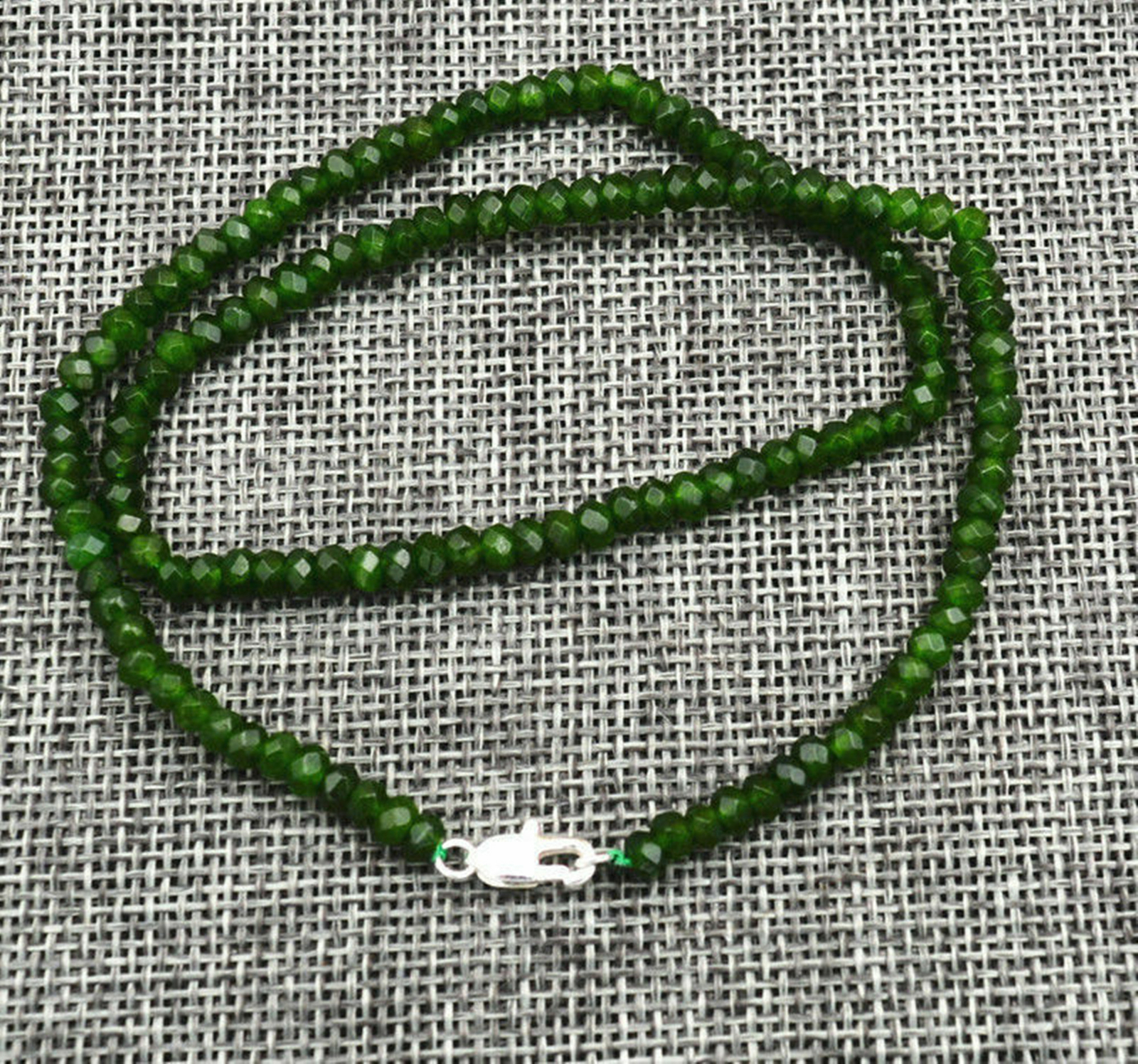 New 2x4mm Faceted Natural Green Jade Rondelle Beads Gemstone Necklace 18”