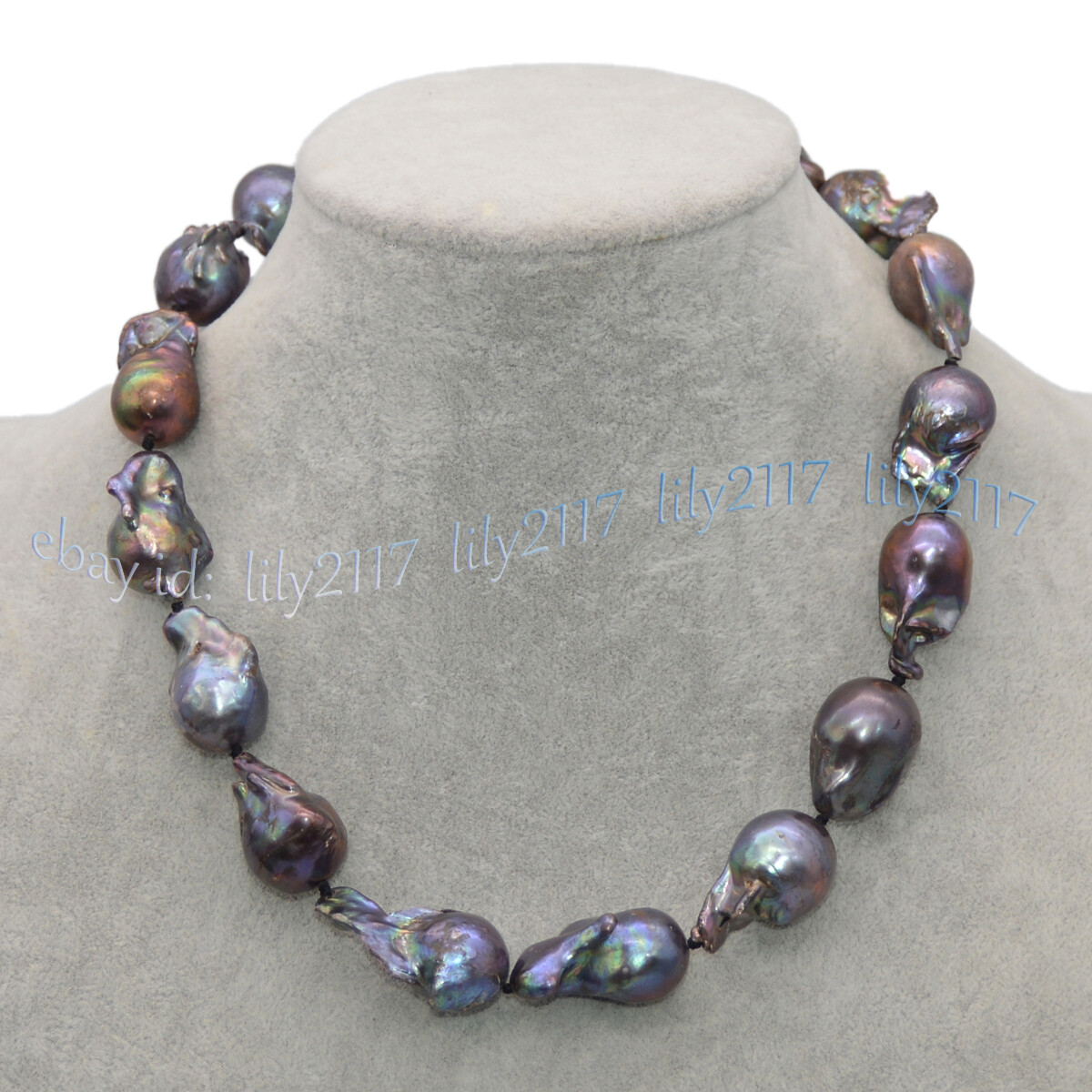 Huge 15-35mm Real Natural Black South Sea Baroque Pearl Necklace 14-36 inches