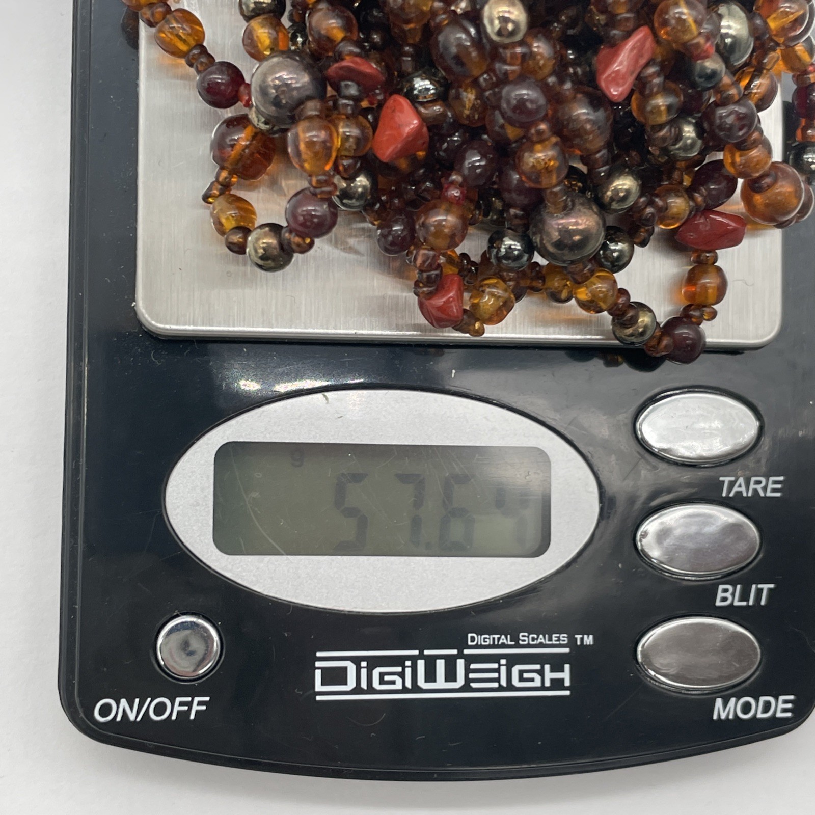 Vintage Style Multi-Strand Beaded Necklace With Earth Tone Colored Beads 20 In
