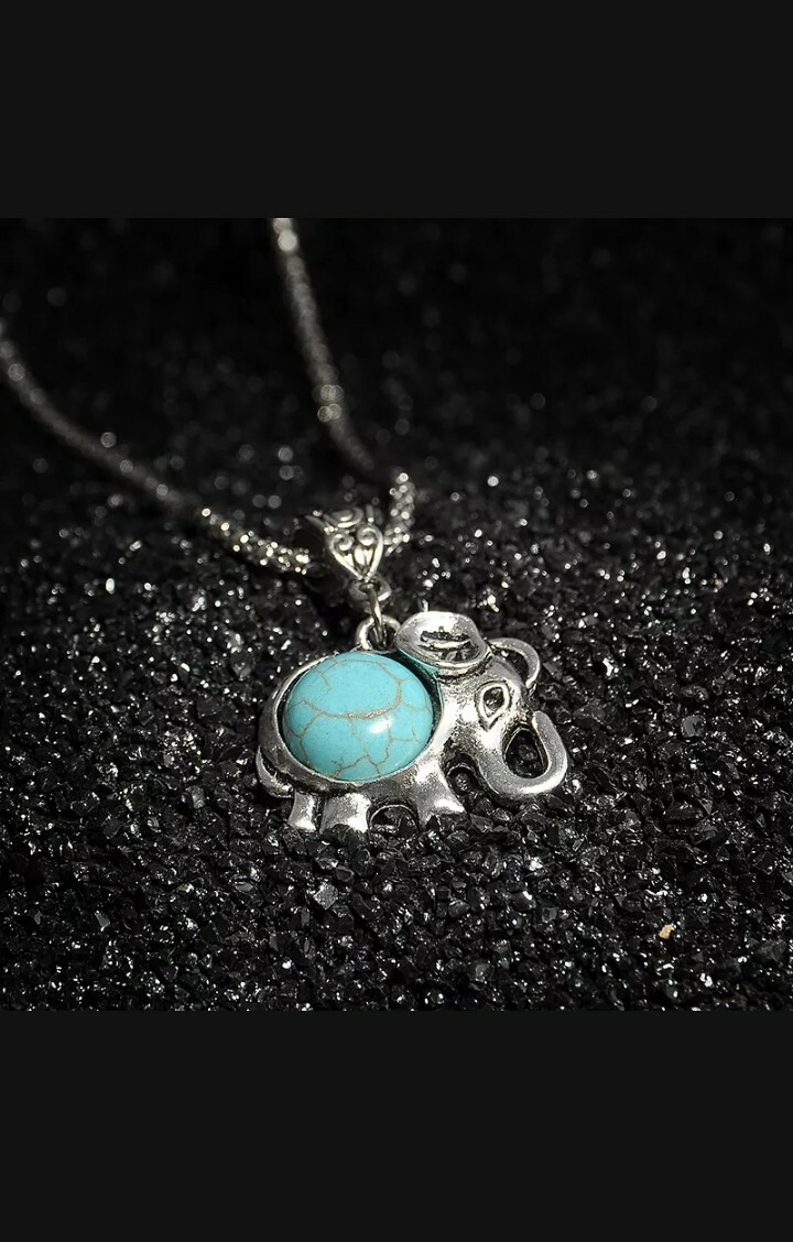 Tibetan Silver Turquoise Elephant Necklace