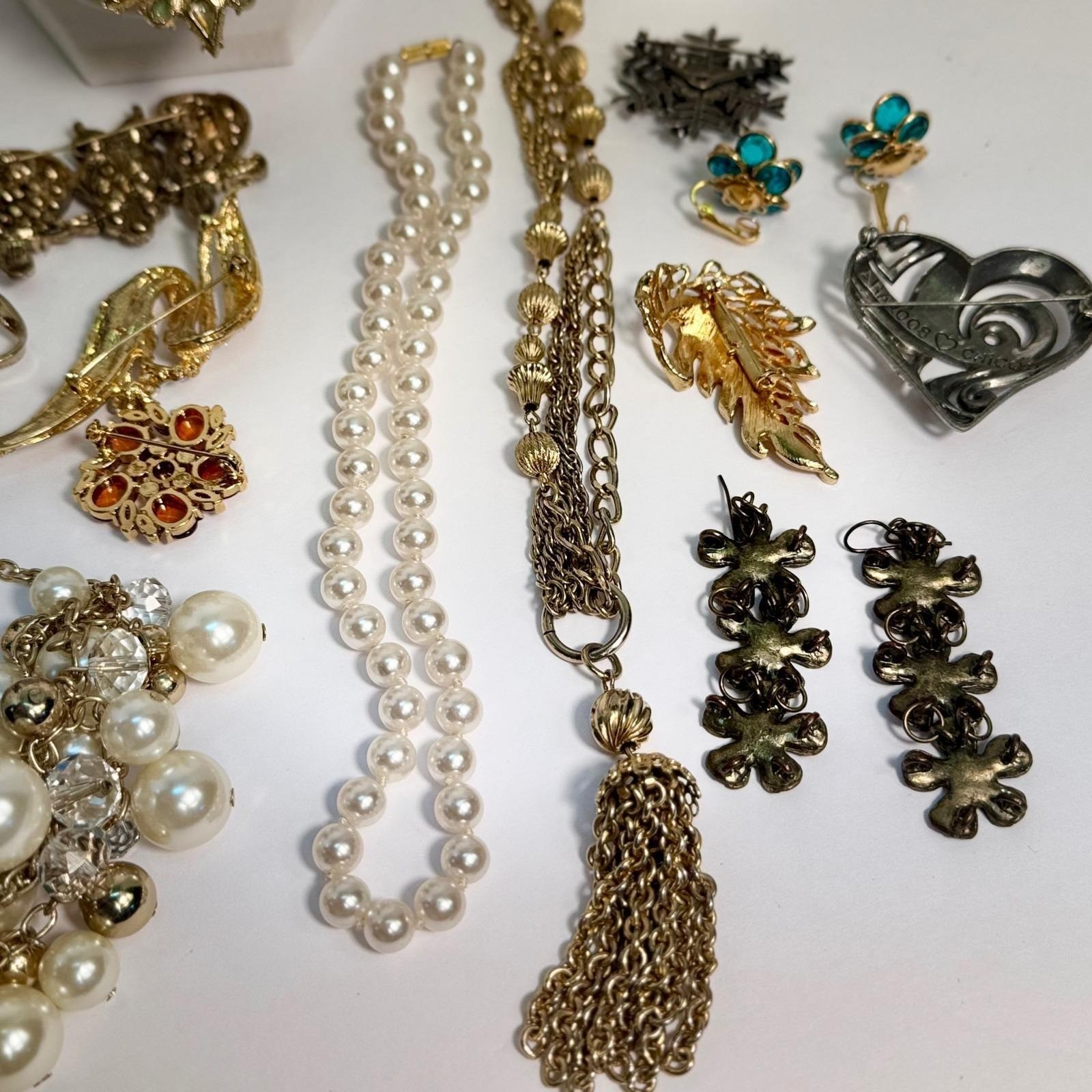 Chunky Statement Necklace Brooch Earrings Ring Jewelry Lot Costume